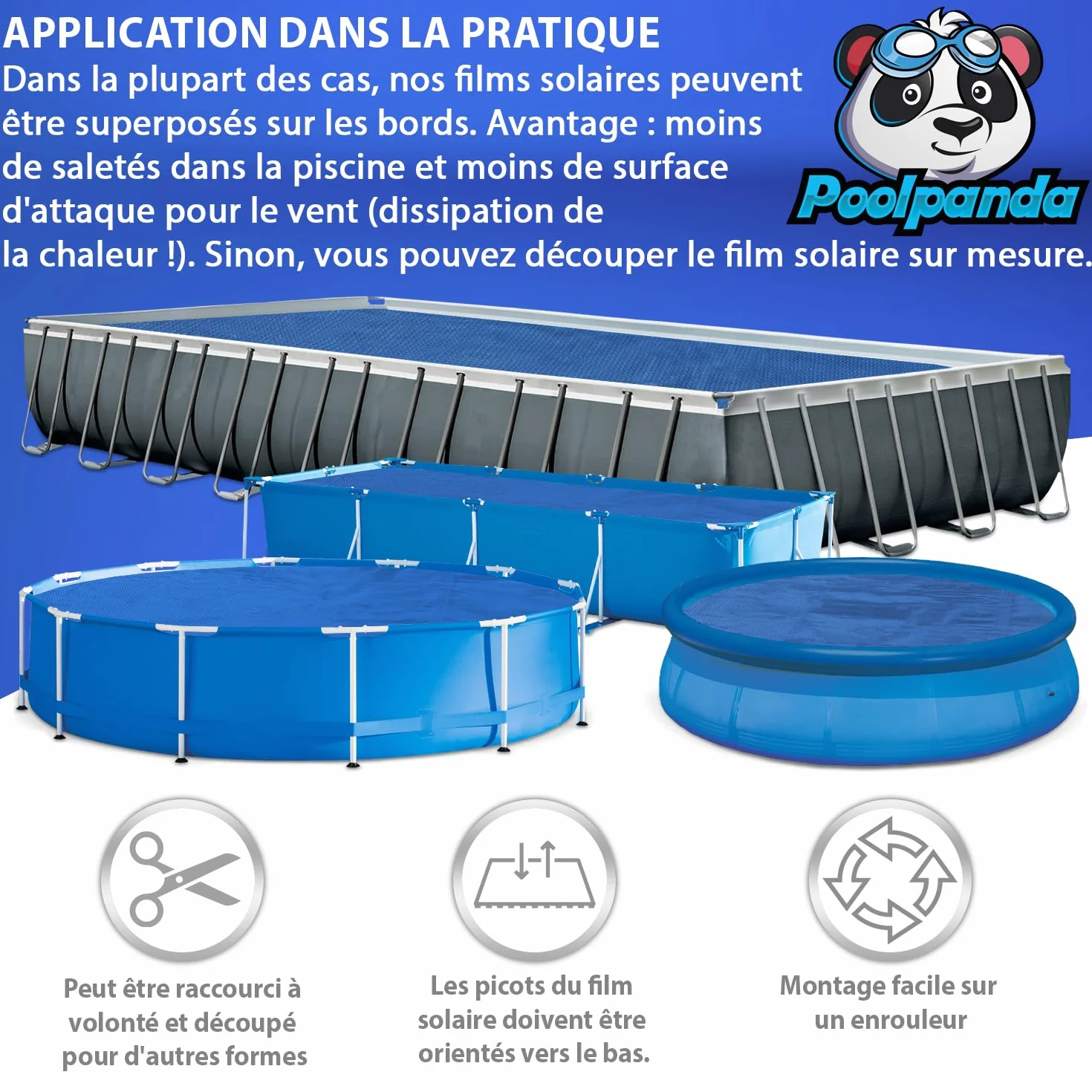 Bâche à Bulles Piscine Ø 550 cm Rond 400 µm Noir/Bleu Découpable