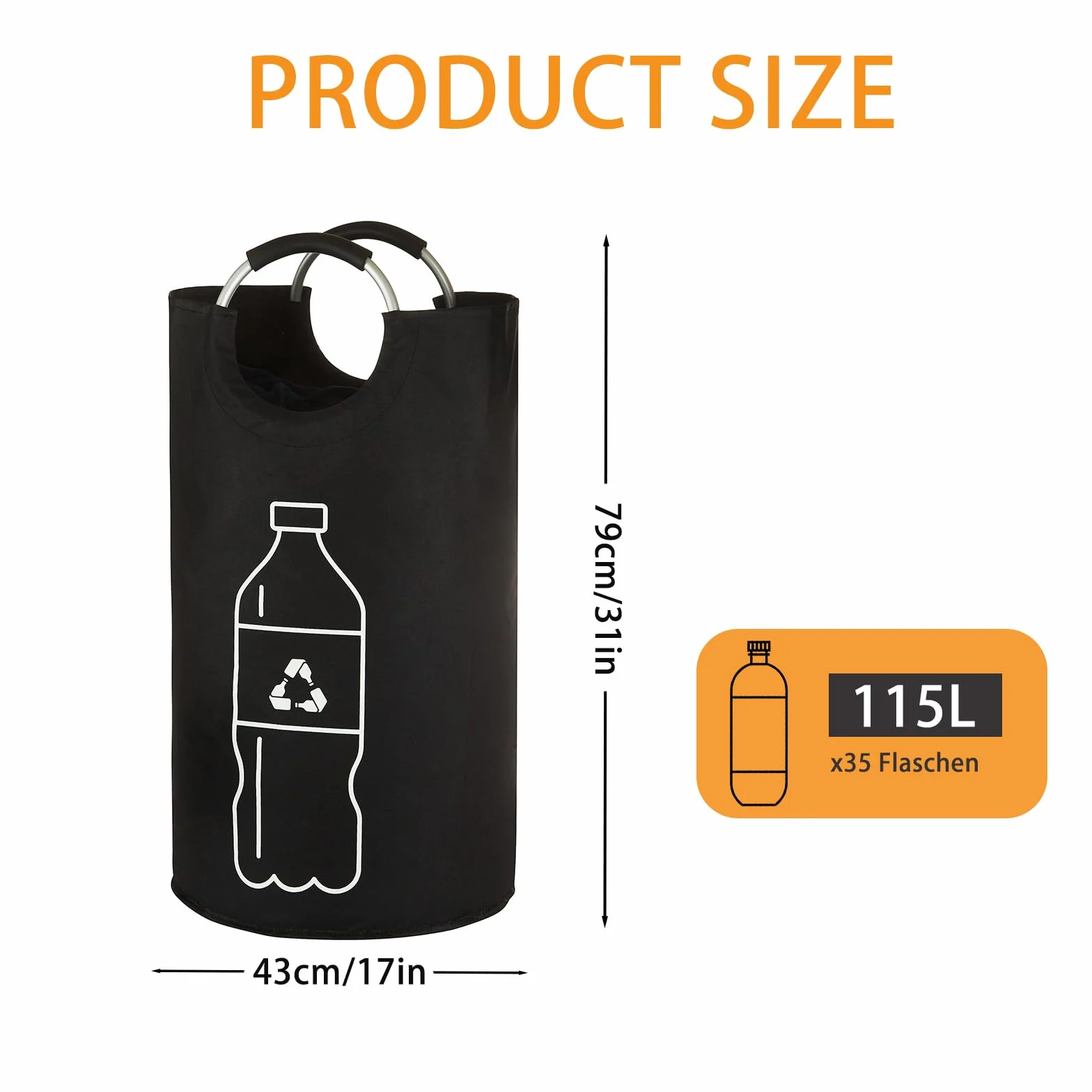 Collecteur de Bouteilles et Verre Tri Selectif Plastique Rangement Exterieur Recyclage Poignée Aluminium