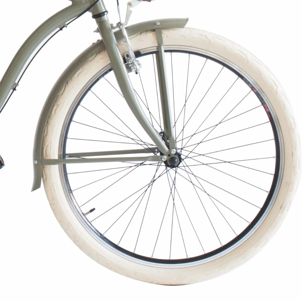 Vélo Beach Cruiser Homme 26" | Roues Larges 26" Veló American Cruiser 26" | Veló de Ville Urbain Homme 6 Vitesses, Cadre en Aluminium, Garde-Boue, lumières LED et Porte-Bagages