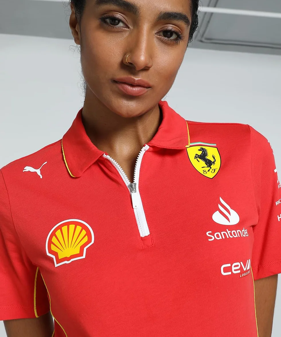 PUMA Polo d'équipe Scuderia Ferrari 2024 pour Femmes - Rouge Brûlé