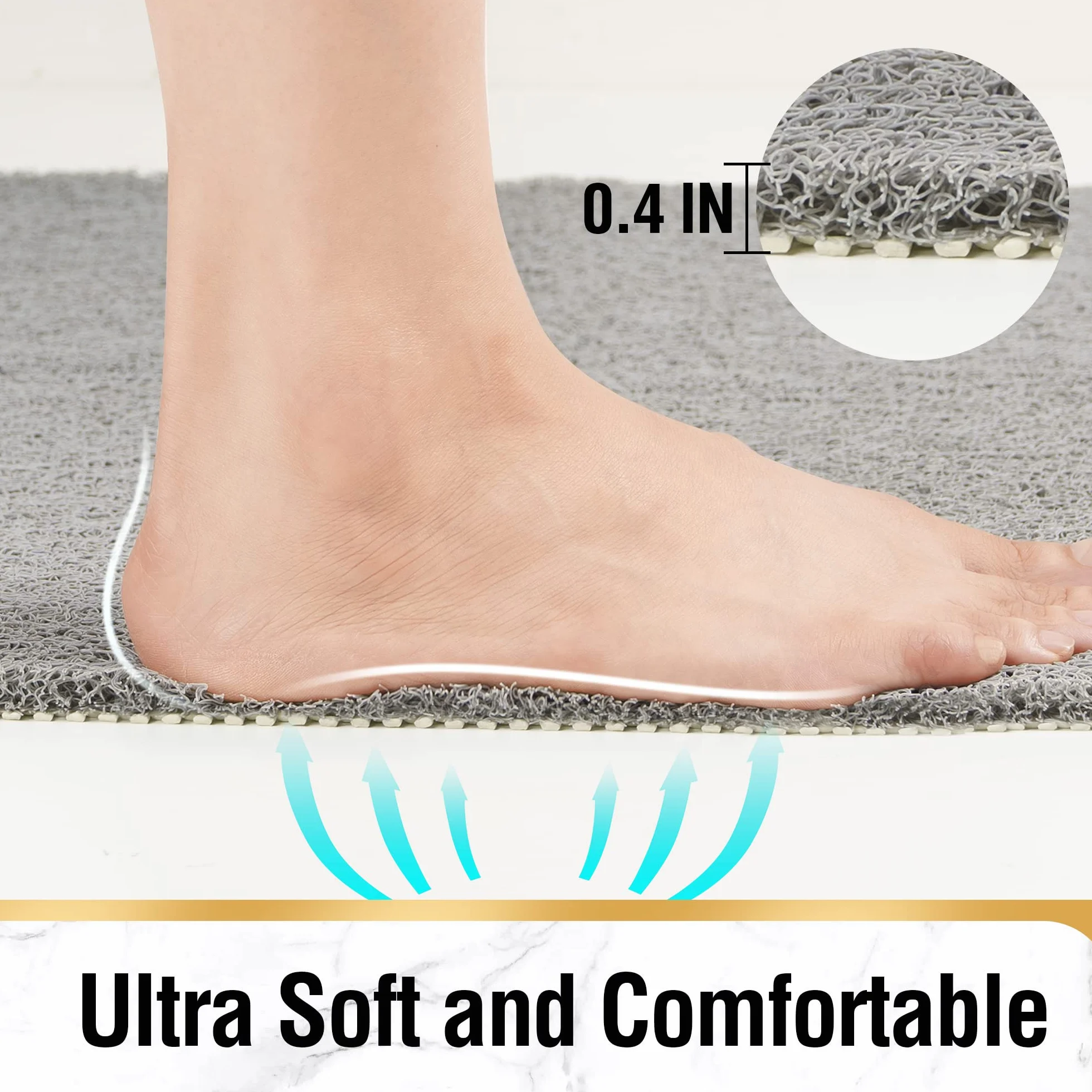 HITSLAM Tapis de Baignoire Antidérapant 100x40cm, Gris