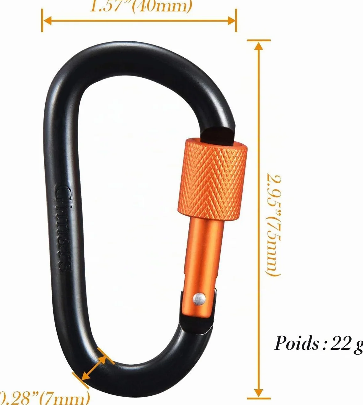 Gimars Mousqueton de Fixation Alliage d'Aluminium Porte-Clés Multicolore 78x42mm pour Sac Camping