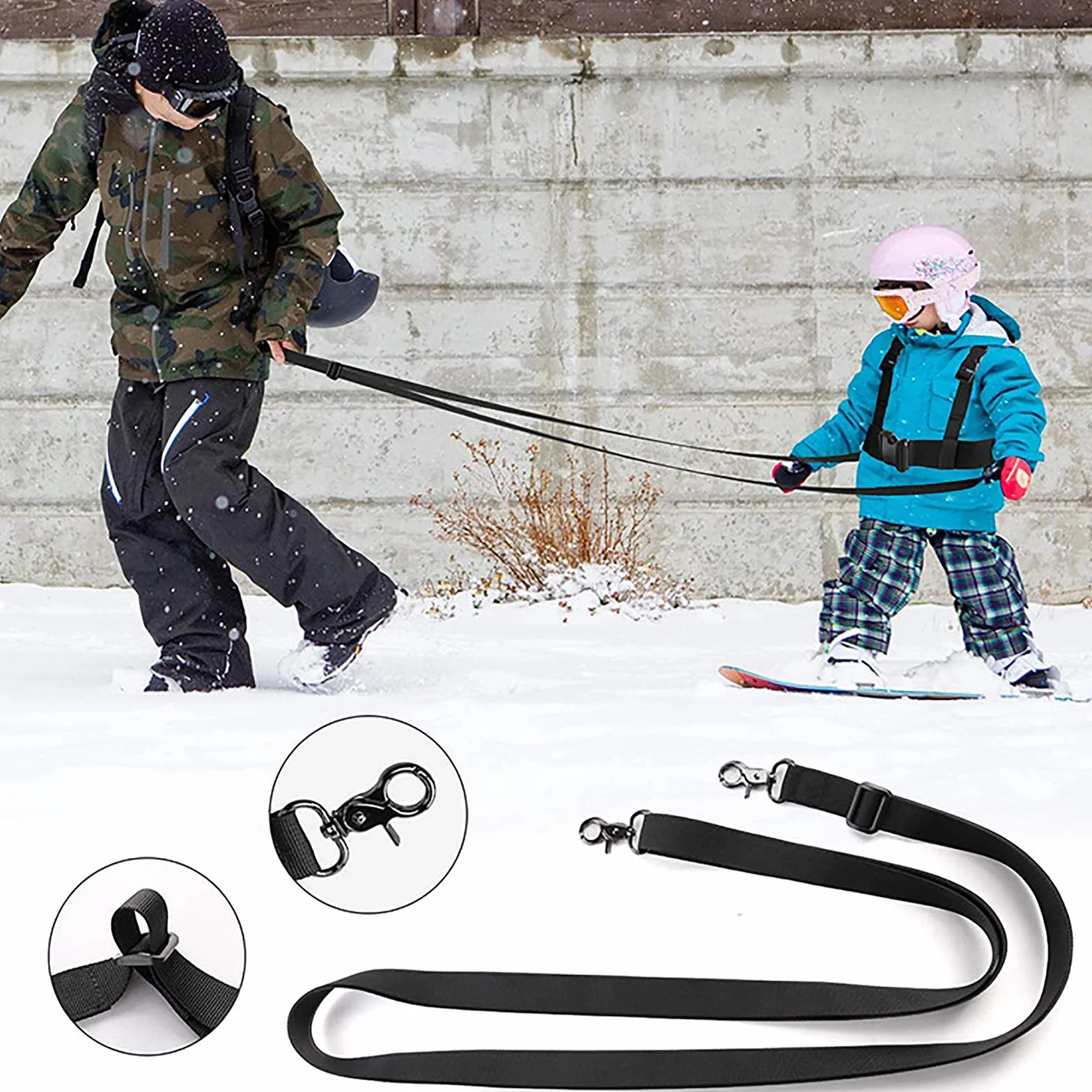 YJZQ Harnais de Fixation Harnais d'entraînement de Ski Harnais et Laisse réglables avec Pochette pour Enfant Sport Alpin Parent et Enfant Bande de Sécurité Anti Chute pour Patinage Snowboard