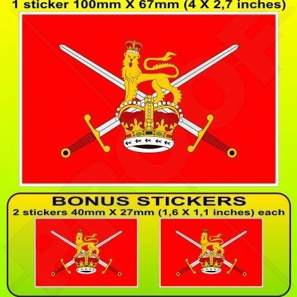 armée britannique Drapeau britannique 10,2 cm (100 mm) pare-chocs Autocollant, EN Vinyle X1 + 2 Bonus
