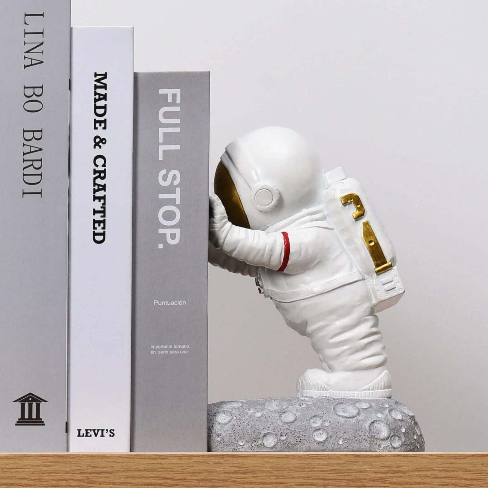 Ensemble de serre-livres décoratifs astronautes poussant Blanc ASTRO1