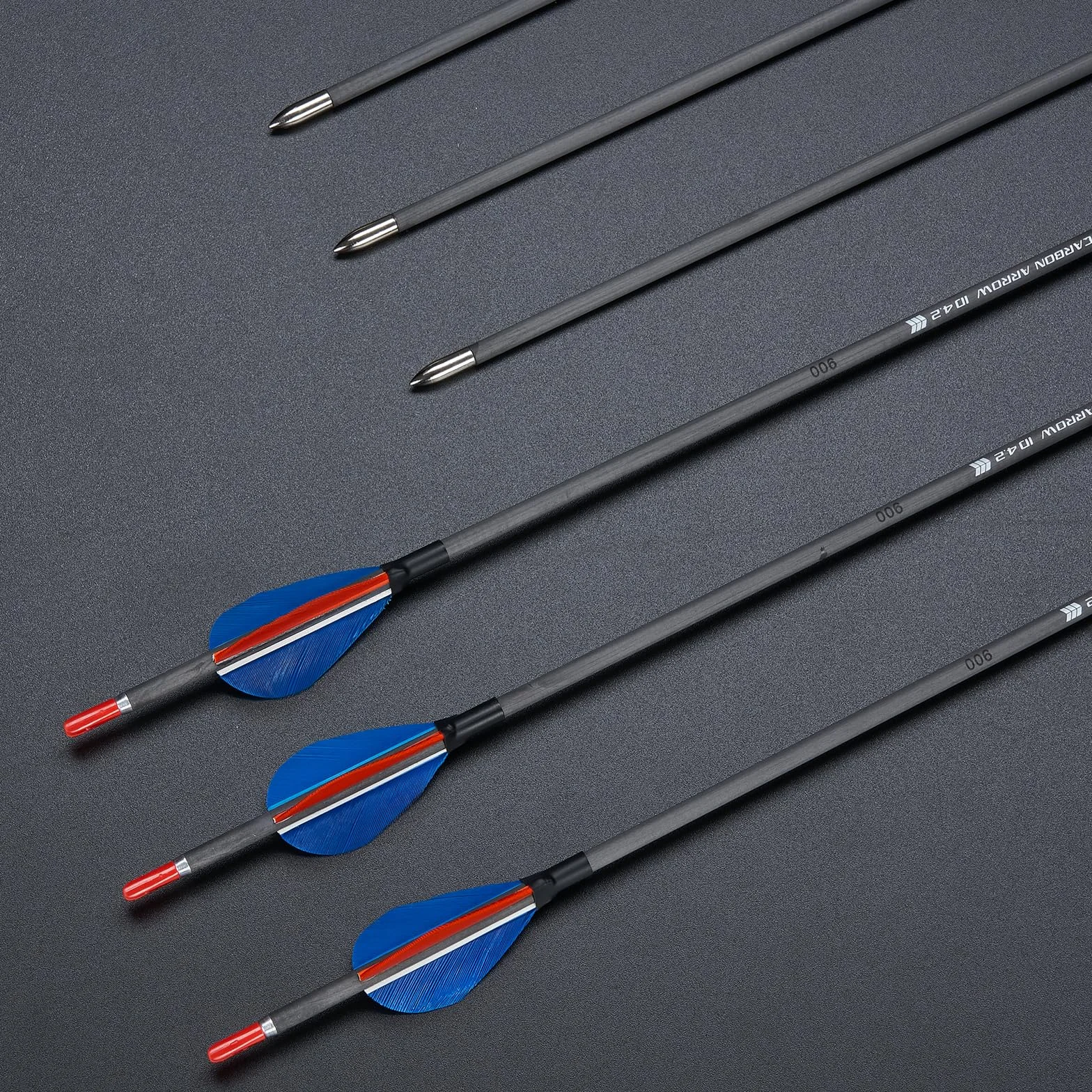 Toparchery Flèches Tir à l'Arc 31 Pouces Carbone Pur ID4,2mm Plumes Naturelles