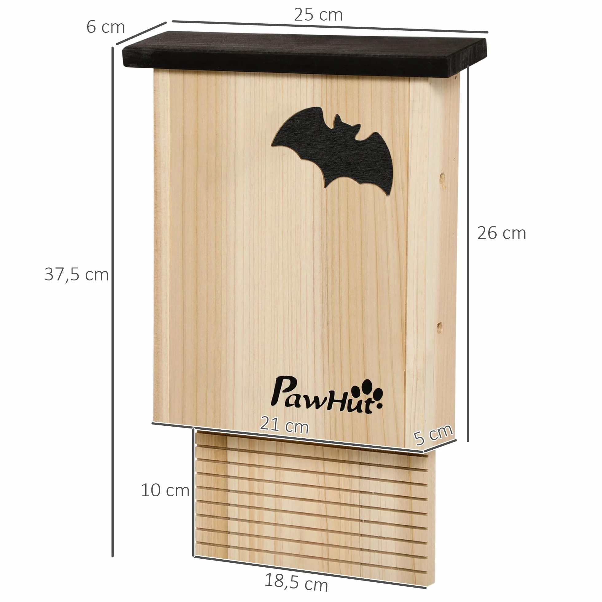 PawHut Nichoirs pour chauve-souris Bois de sapin 25 x 6 x 37,5 cm Naturel