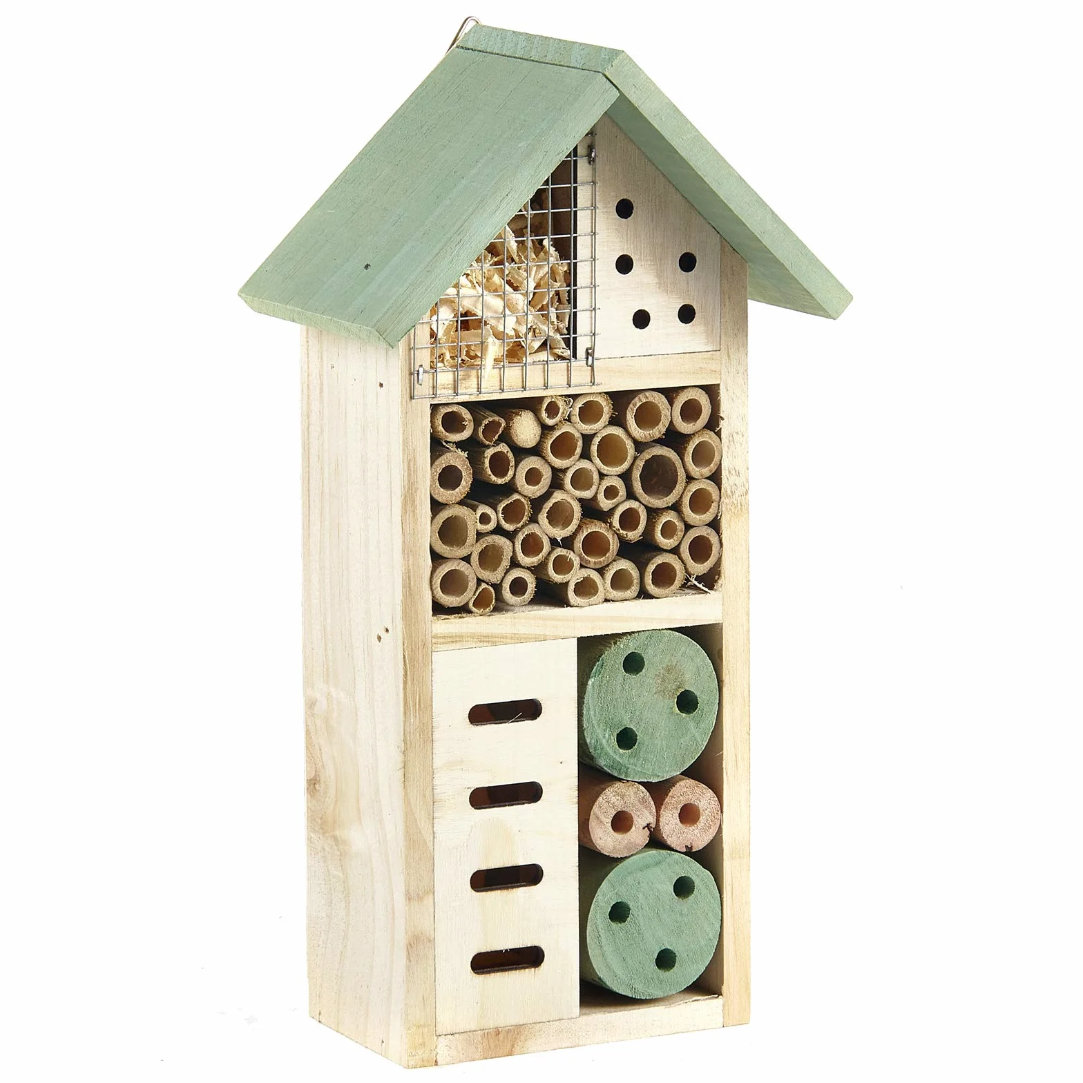 Maison en Bois Naturel pour Insectes et Abeilles 26 cm Beige
