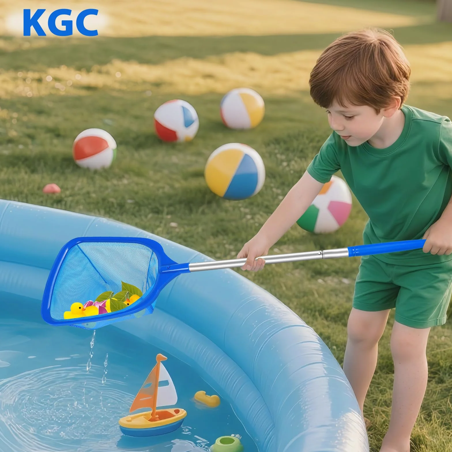 KGC Épuisette de Piscine avec Manche 81-173 cm Mailles Ultra-Fines pour Piscines Bassins Spas