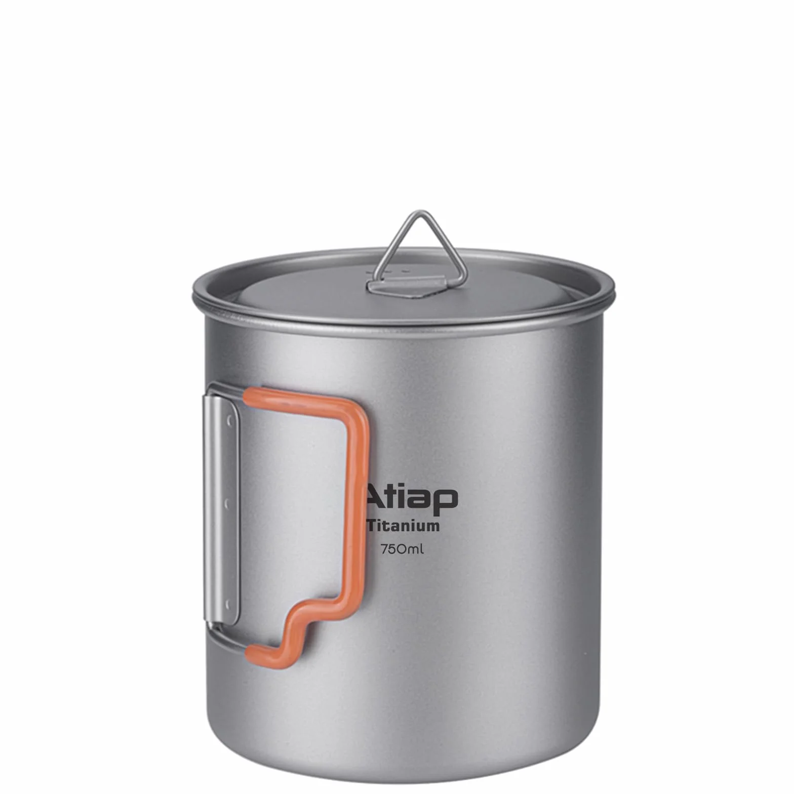 Pot de camping en titane de 750 ml avec couvercle extérieur ultra léger tasses à café portables tasse en titane poignée pliable