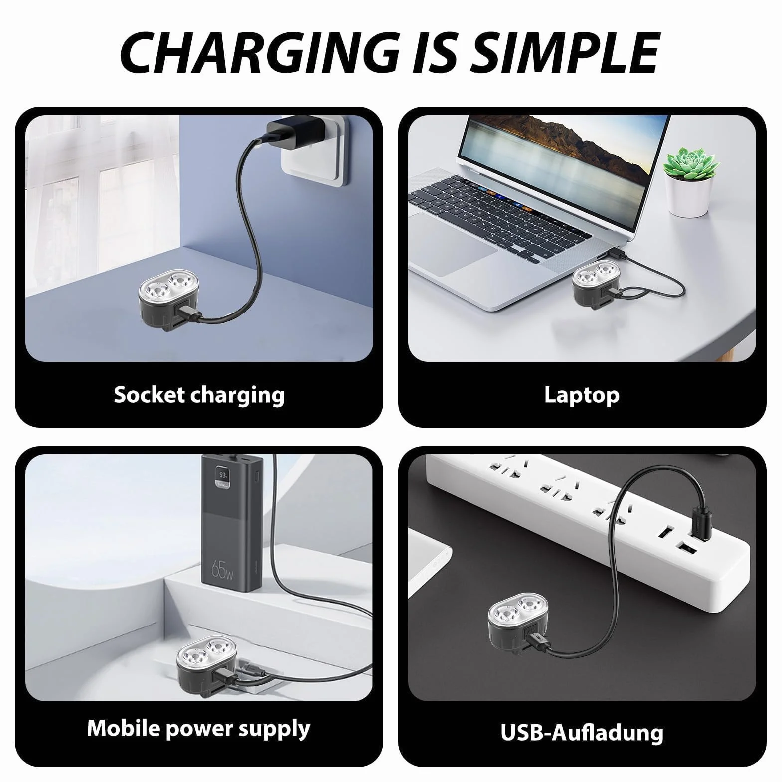Lumiere Velo Avant et Arriere, Lampe Velo LED Puissantes Rechargeable USB, 4+6 Modes D'éclairage, Étanche IPX5 Lampe Velo, Phare et Feux Arrière pour Nocturne Cyclisme VTT VTC