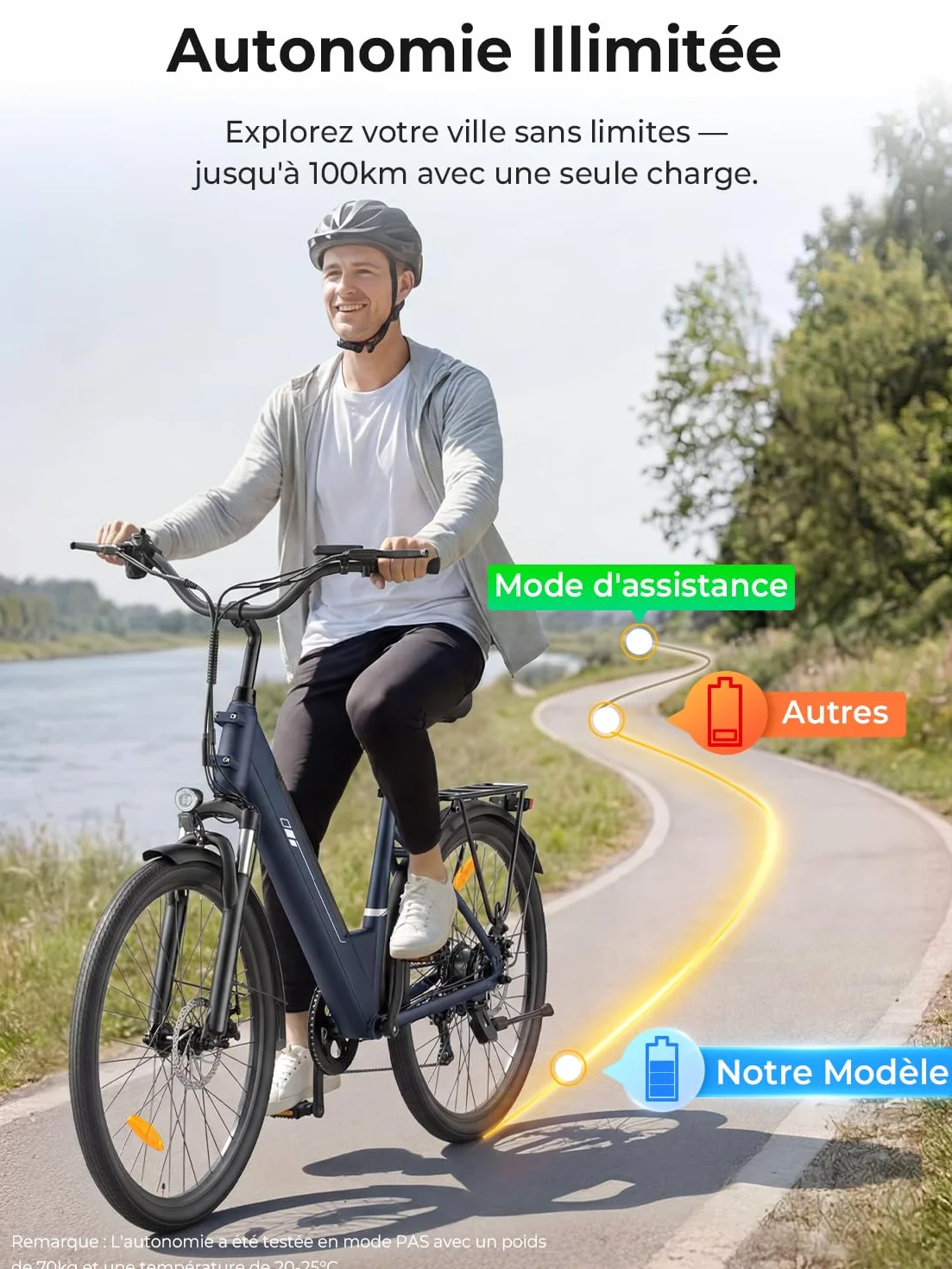Touroll J2 St Vélo Électrique Autonomie 100KM Moteur 250W 45Nm Batterie Amovible 561Wh 26" VTT Trekking Adulte E-Bike Urbain