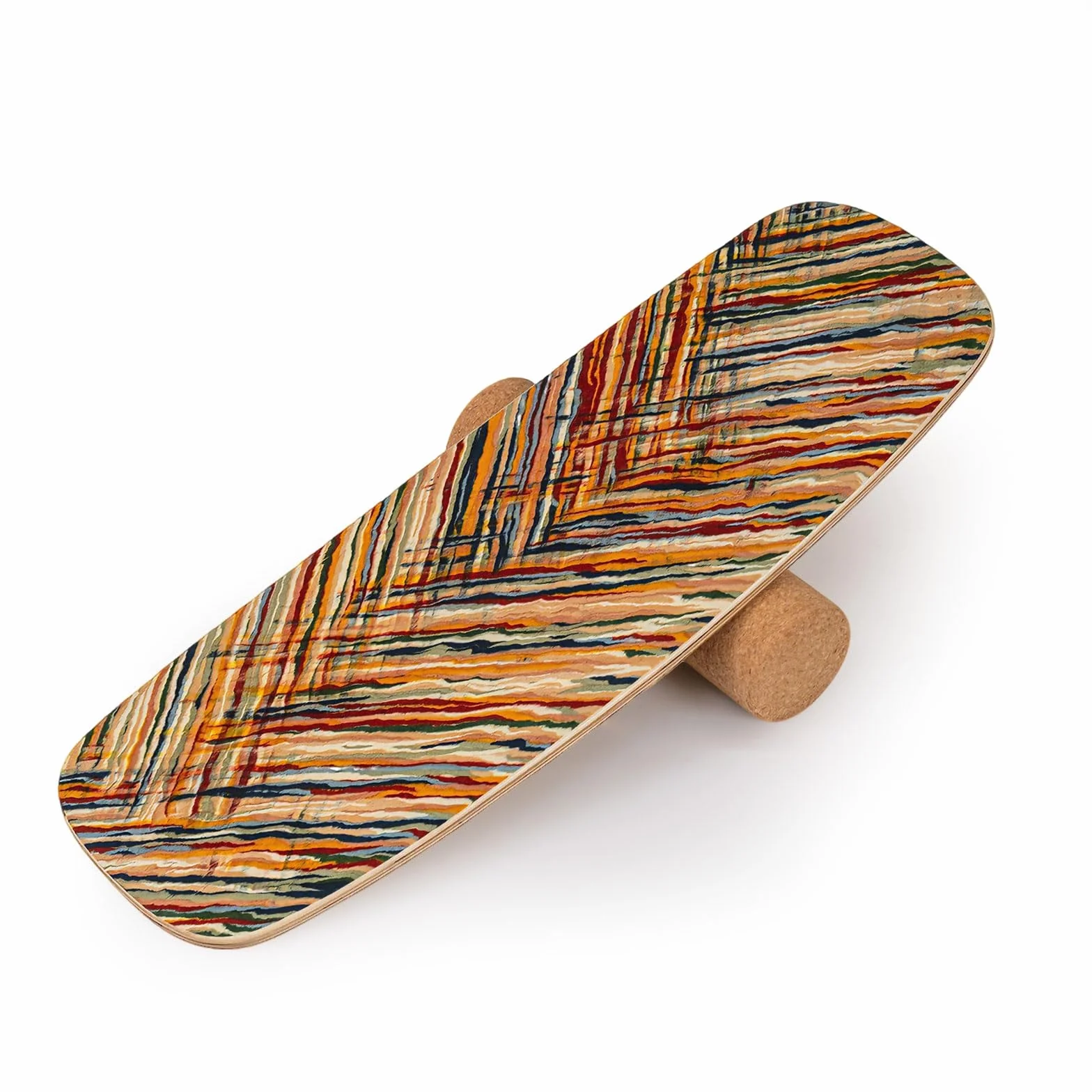 COSTWAY Planche d'Équilibre en Bois avec Rouleau en Liège Stabilisé, Balance Board d'Intérieur à Améliorer Force Centrale&Stabilité, Planche de Surf Avancée pour Yoga, Entraînement du Corps