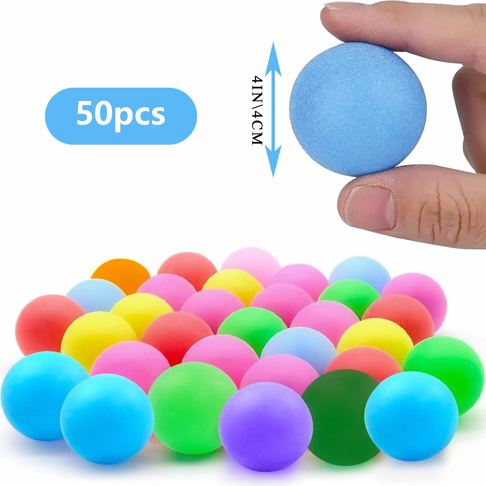 Balles de ping Pong, 50 Pieces Balle ping Pong Exterieur, 40mm Balles de Tennis de Table pour Enfants, Jeux de Fête, Jouets pour Chat, fête de la Famille