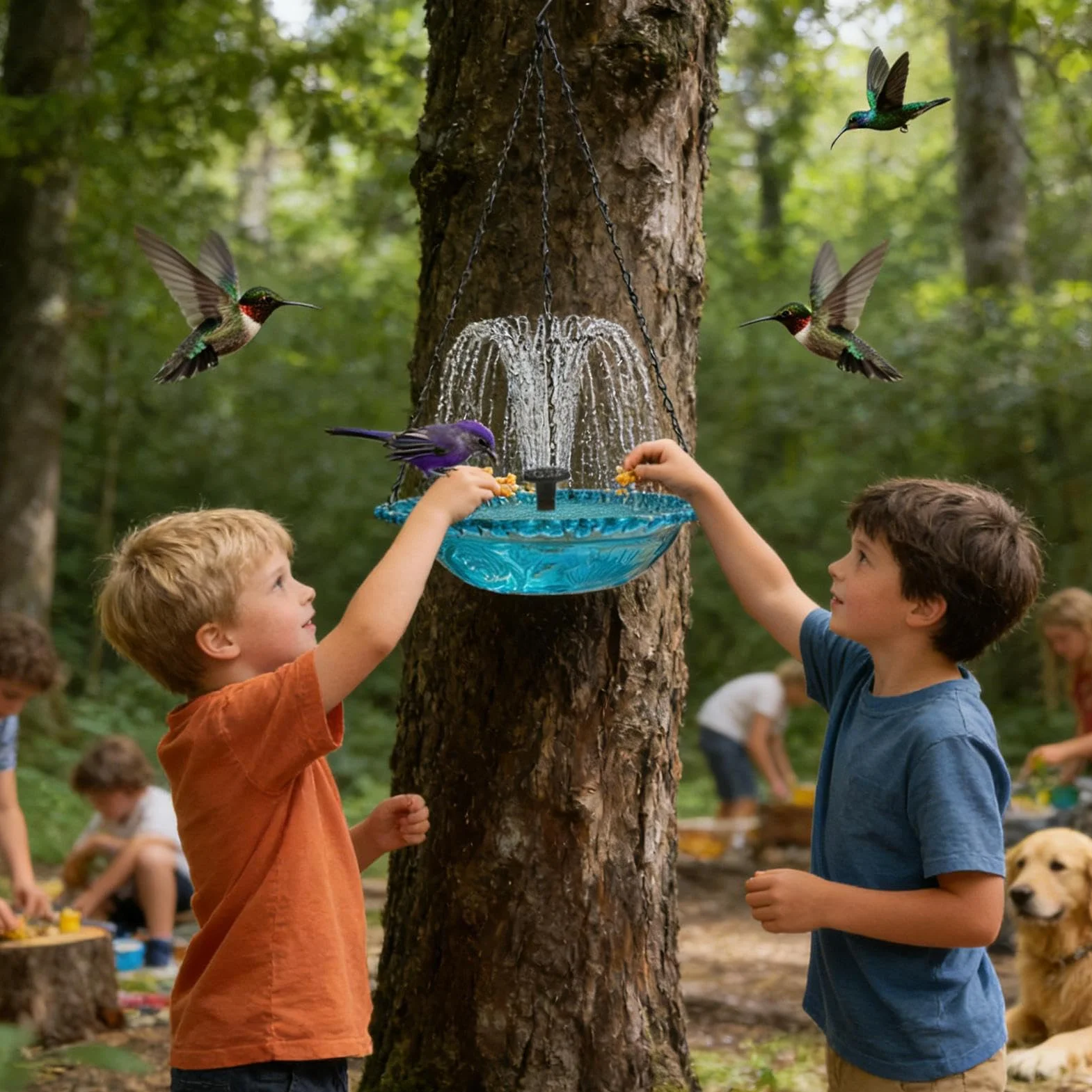 Fontaine Solaire pour Bain d'Oiseaux, Cascade Suspendue Jardin, Pompe à Eau Solaire Bol Décoration