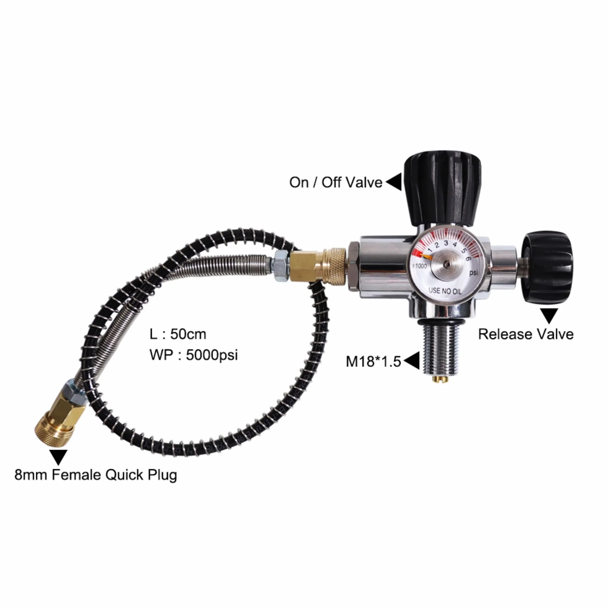 TUXING 4 500 PSI haute pression PCP Paintball Station de remplissage Valve en acier inoxydable HPA CO2 Réservoir DIN Système de charge Noir M18 x 1,5