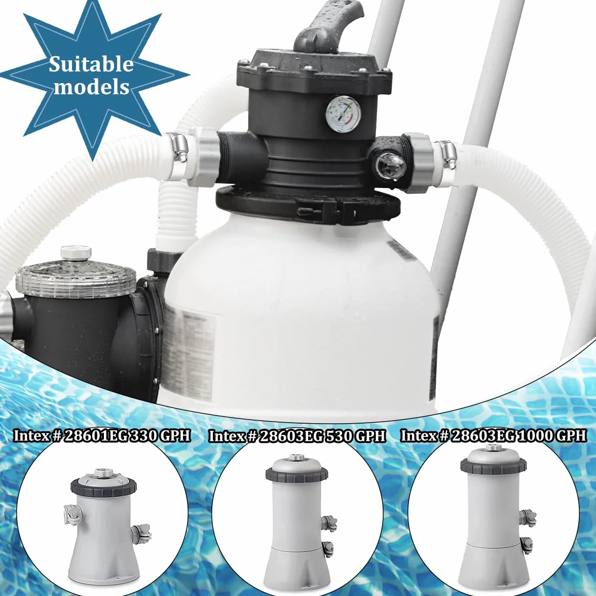 Tuyau Piscine 32mm 149,9cm avec Clips Métalliques pour Intex 330 GPH 530 GPH 1000 GPH - Paquet de 2