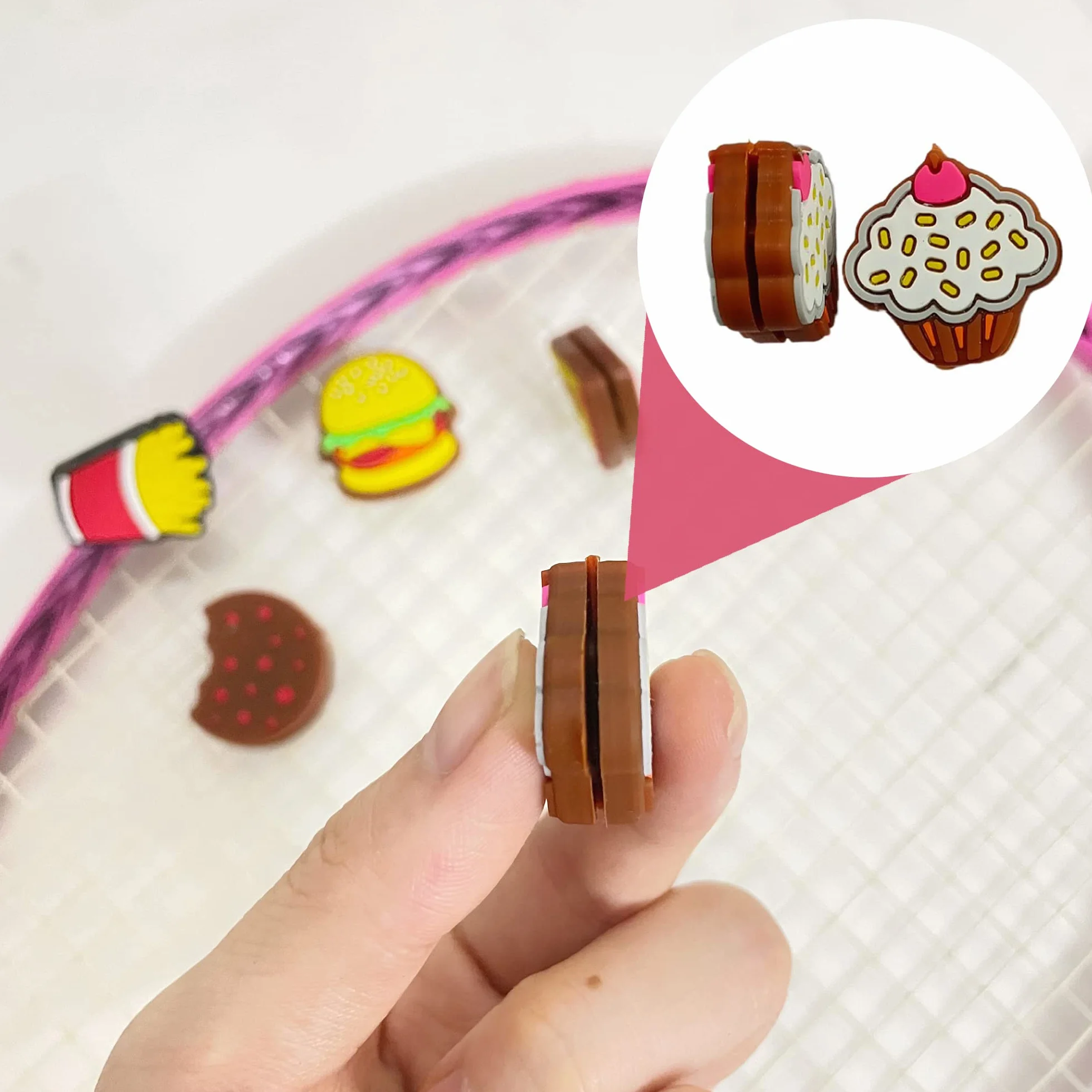 Amortisseurs Tennis Silicone Anti Vibration Raquette Hamburger Frites Pizza
