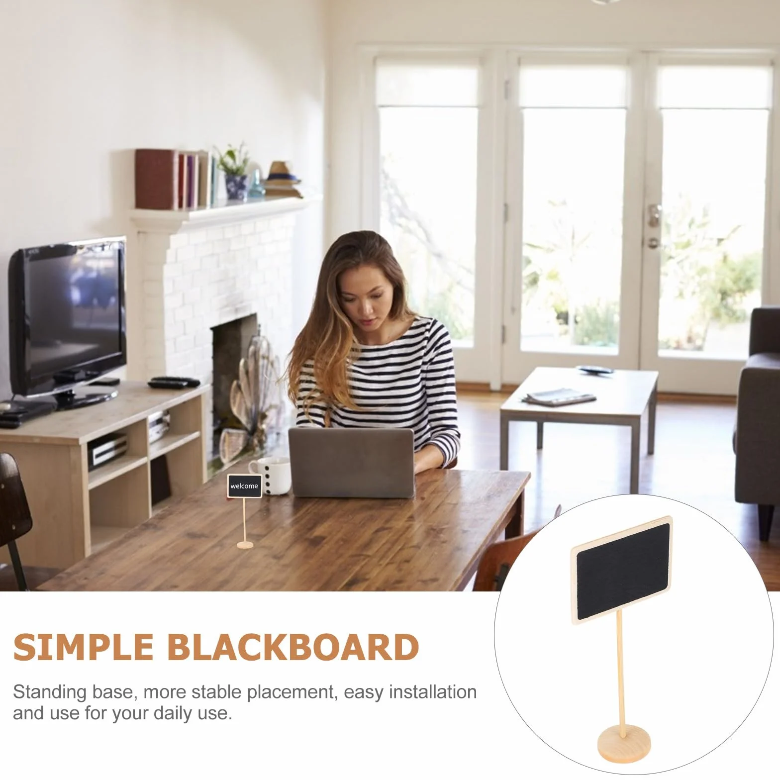 UKCOCO Lot de 10 Mini Tableaux Noirs en Bois Bouleau, Ardoise Effaçable pour Messages, Décoration Maison