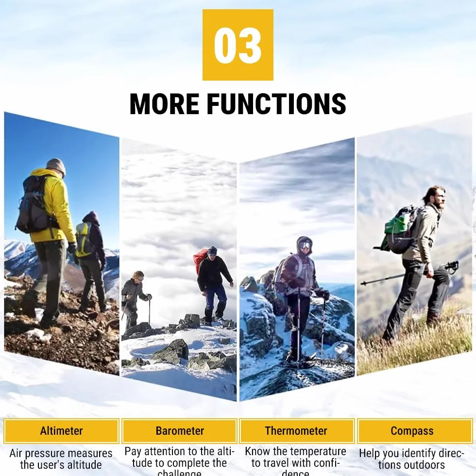 Altimètre Baromètre Boussole Thermomètre Testeur 4 en 1, Altimetre Randonnee Portable, sans Pile avec Crochet, Escalade Ski Cyclisme Équipement Nécessaire