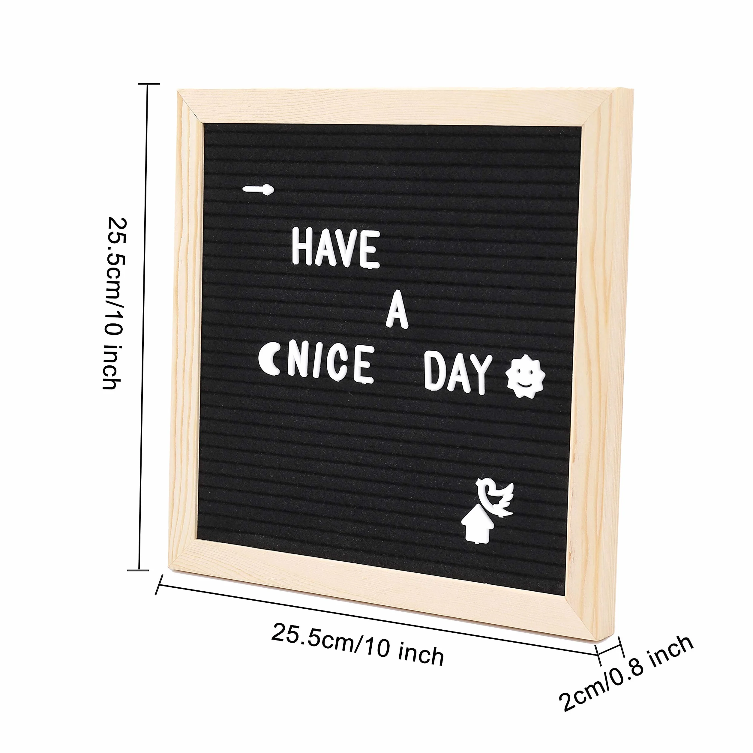 Tableau d'Lettre 25x25 cm Feutre Letter Board avec 460 Lettres et Caractères pour Décoration de Mariage, Noir