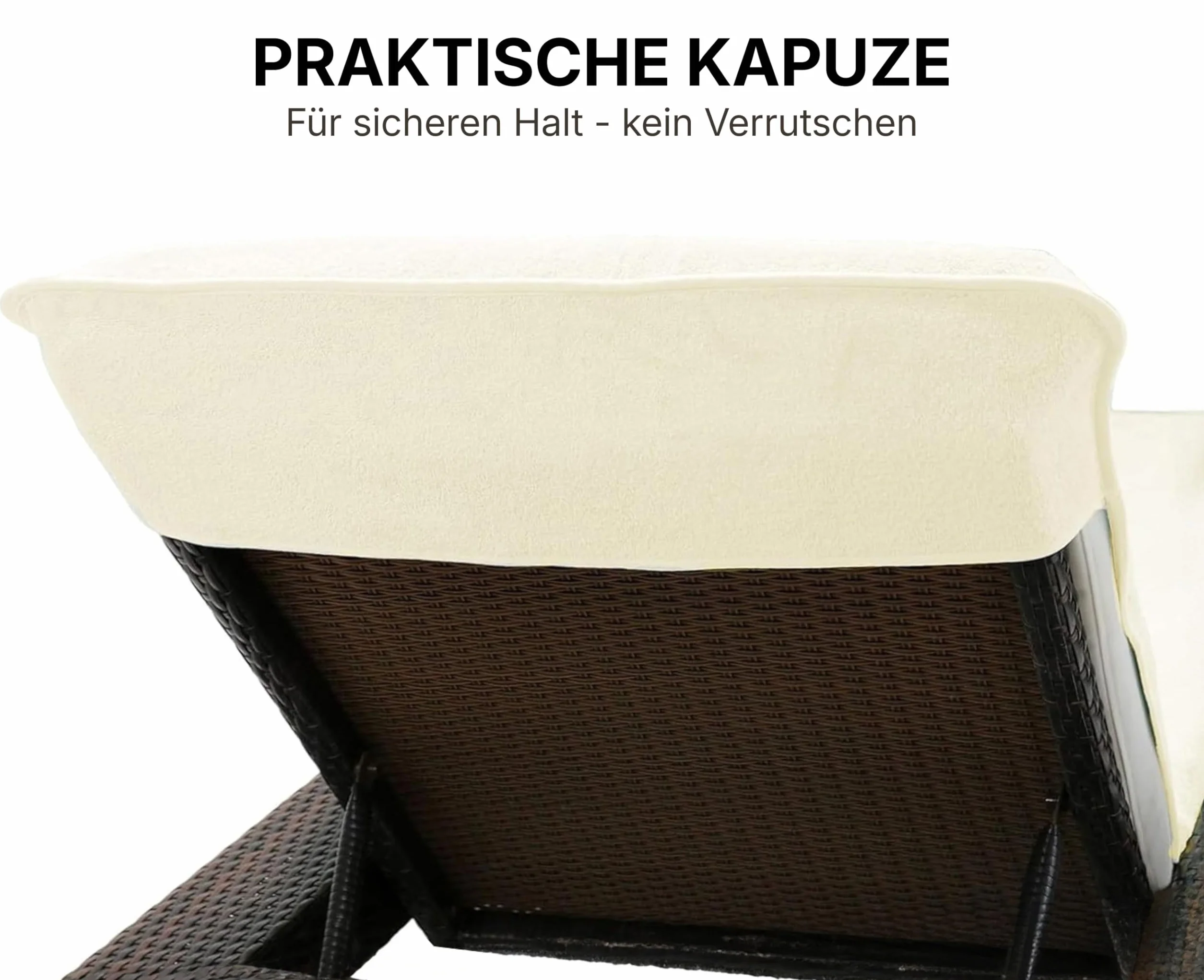 Housse de Protection pour Chaise longue 75x200 cm – Serviette en Tissu éponge 100% Coton – lavable, antidérapante, certifiée Öko-Tex 100 – Crème