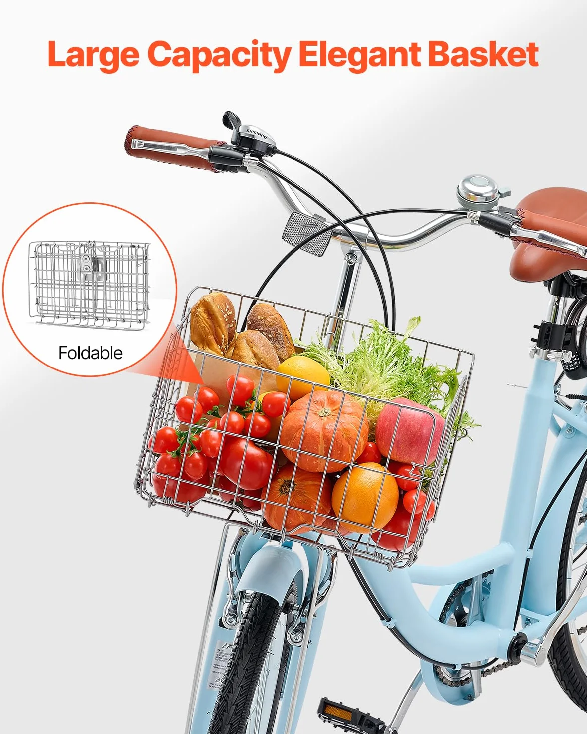 VEVOR Vélo croiseur, Vélo de Plage avec Panier de Grande capacité, Porte-Bagages arrière et siège réglable, sécurisé et Robuste, pour Cyclisme..