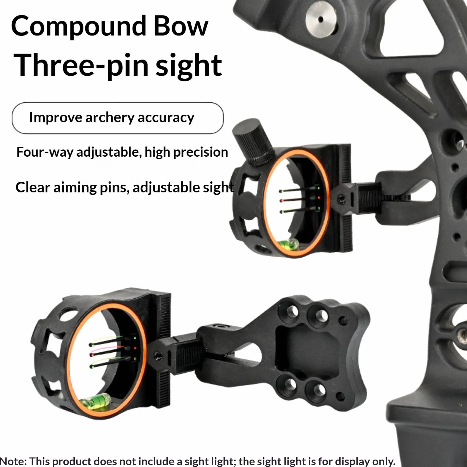 Tir à l'arc Viseur d'arc à Poulies 3 Broches Micro Ajuster 3 Pin Bow Sight Visières pour Arc Composé Alliage d'aluminium Visée d'arc pour la Pratique du Tir à la Cible