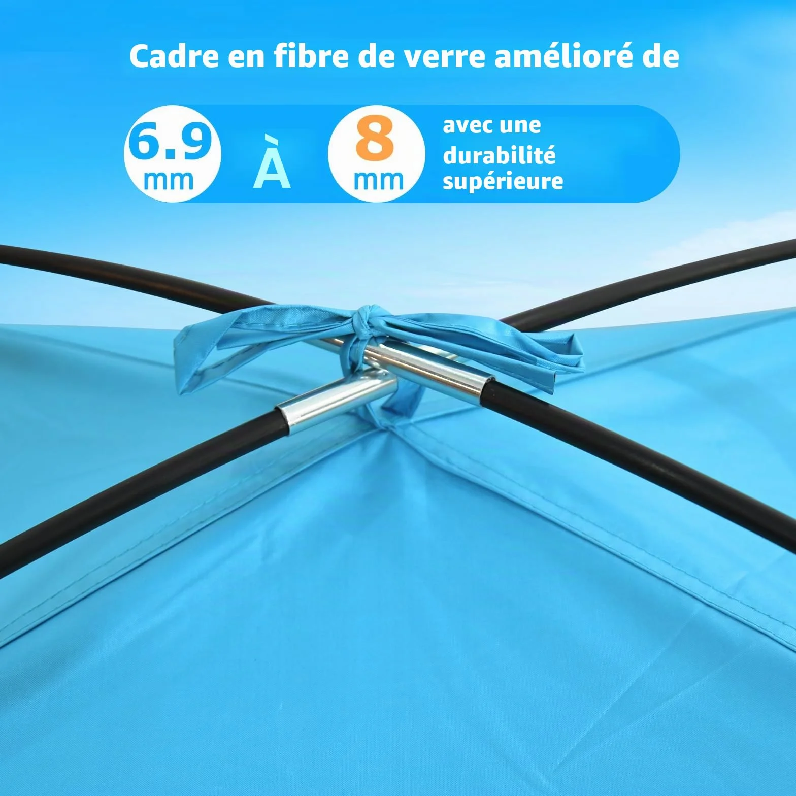 COMMOUDS Tente de Plage Anti UV pour 3-4 Personnes, Familiale, Facile à Installer Et à Transporter - Parasol pour Camping, Pêche, Extérieur