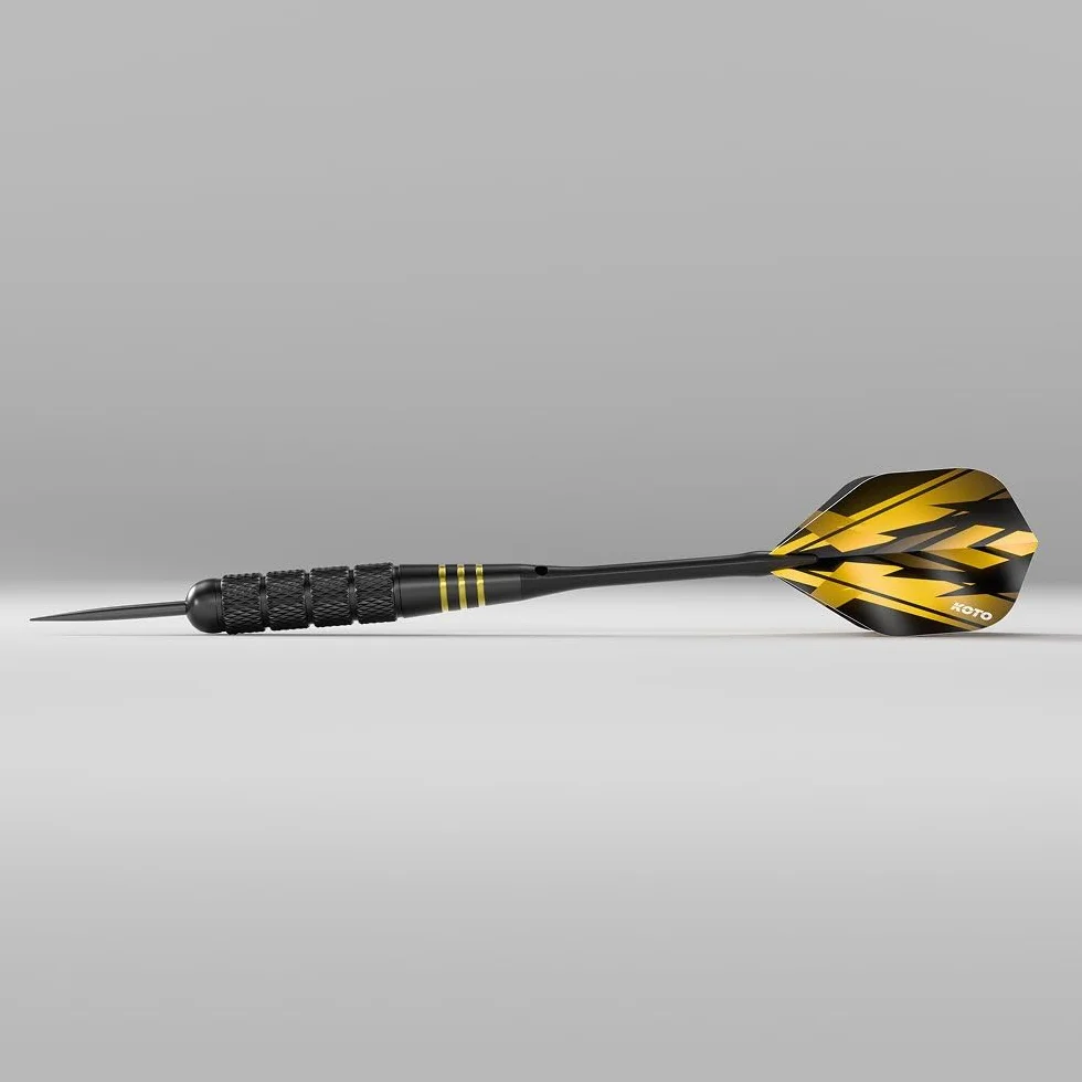 KOTO - Brass Multiset, 12 Darts Fléchettes en Laiton Revêtu Noir (23 G.), 4 Sets Flights (100 Microns), Shafts, Étui