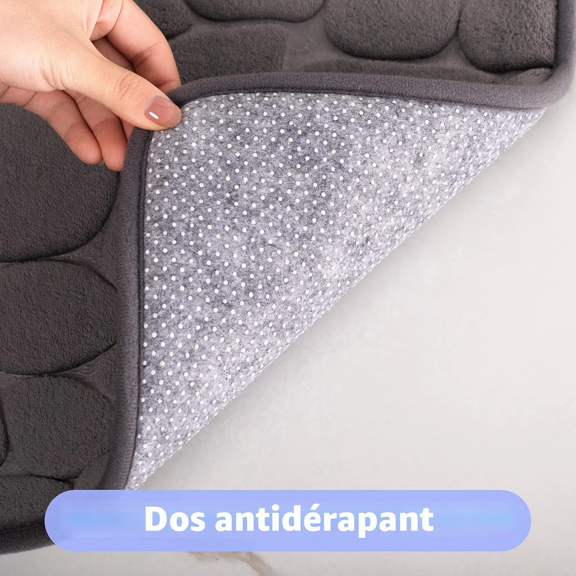 Tapis de Bain en Mousse à Mémoire de Forme Antidérapant 43 x 61 cm Gris foncé