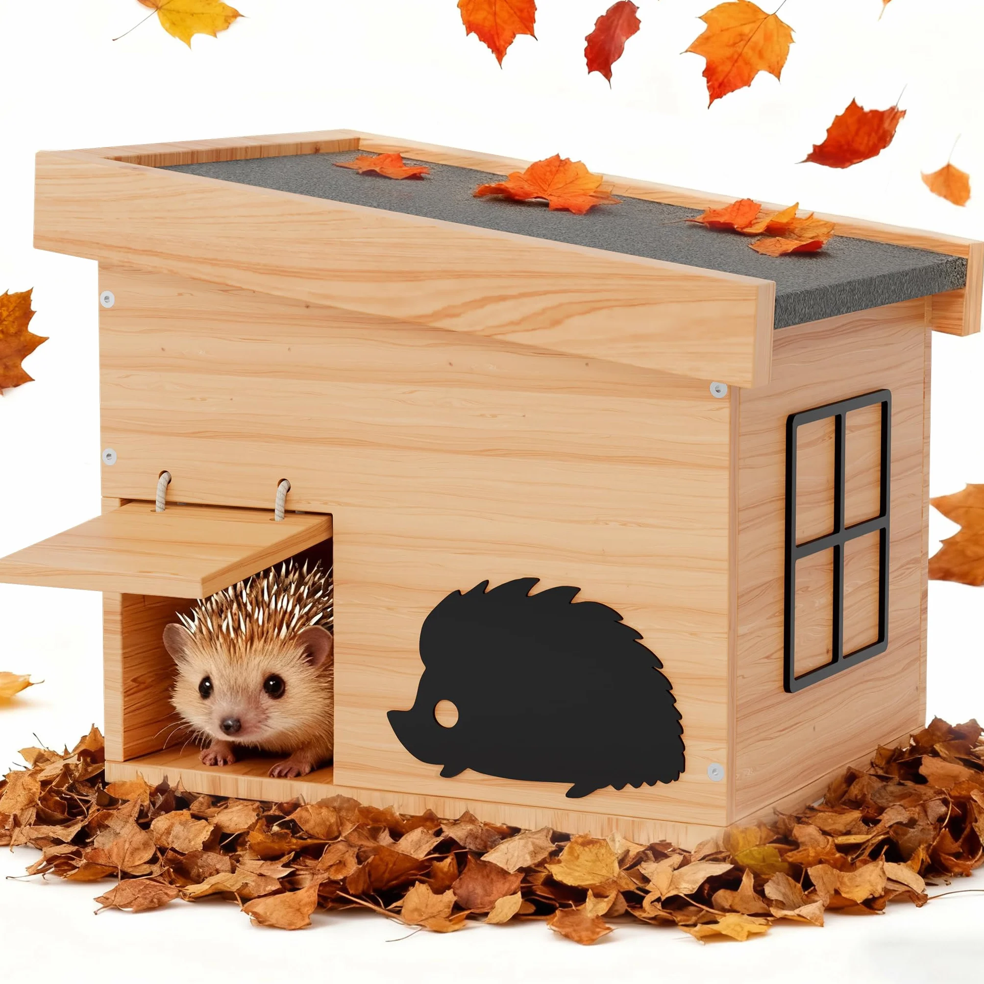 Maison pour hérisson en Bois avec Sol Résistant à l'hiver et aux intempéries Kit de Construction (hêtre)