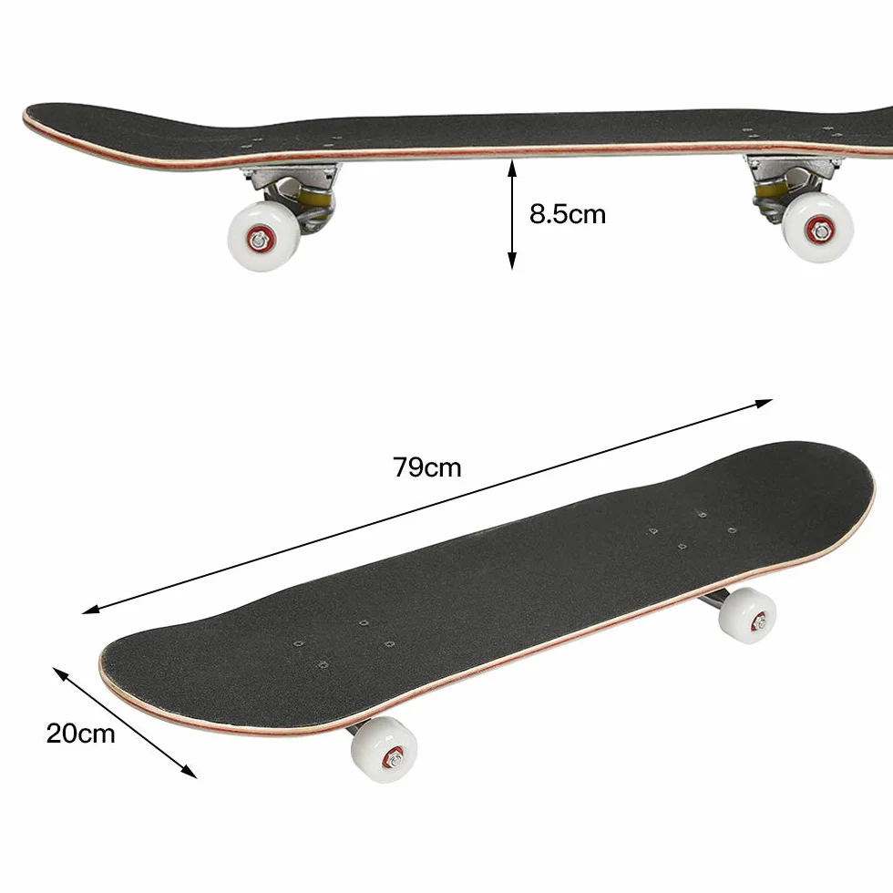 Skateboard pour enfants, complet de qualité supérieure pour débutants à partir d'années, enfants et adolescents, en 7 couches d'érable, avec bande antidérapante, axes et roues en uréthane, roulements
