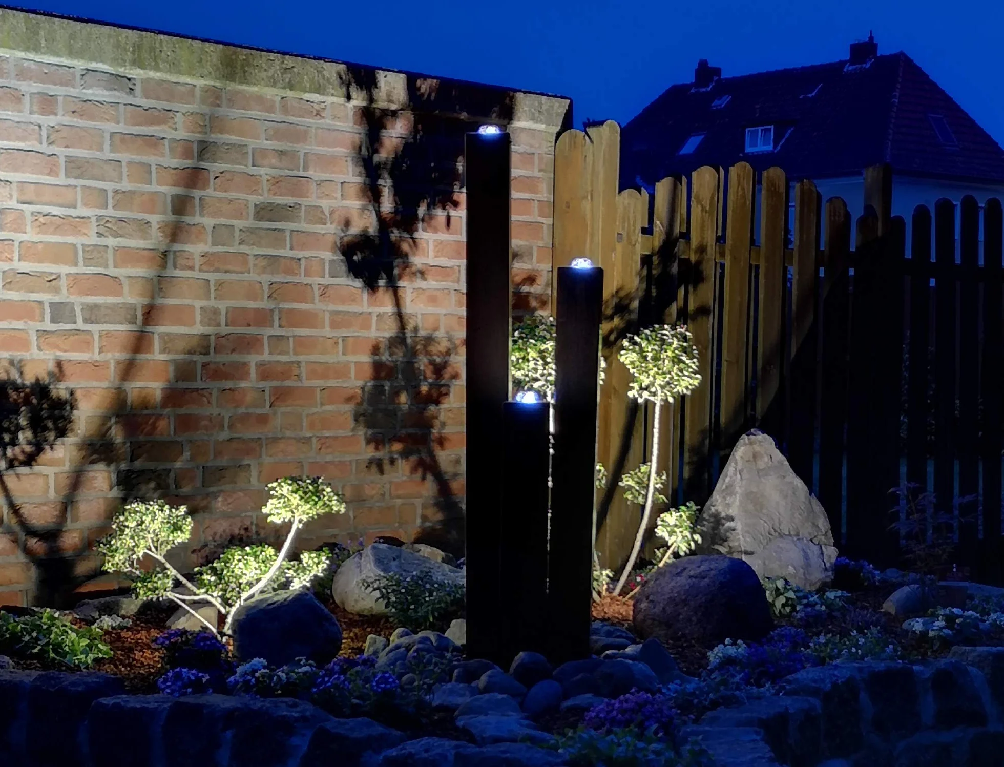 KÖHKO Jeu d'eau en acier Corten LED "Brésil" 31001 hauteur 65-95-125 cm fontaine de jardin