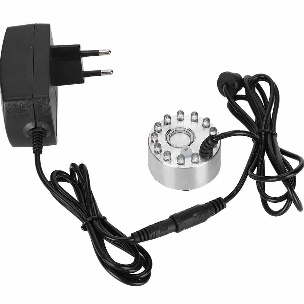 Brumisateur à Ultrasons, Mini Fontaine d'Eau avec 12 Lumières, Humidificateur pour Bassin et Étang 100-240V