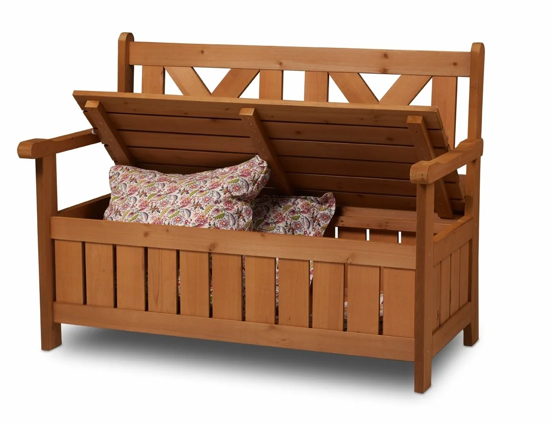 Banc de Jardin Bois avec Coffre de Rangement intégré
