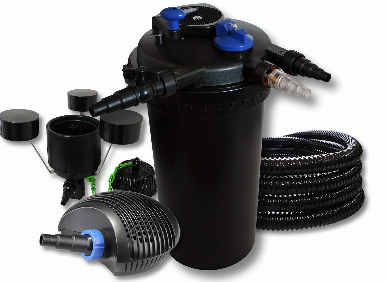 SunSun Kit complet CPF-15000 Filtre bassin pression 30000L lampe UV 18W CTF-6000 SuperECO pompe filtration 6000l/h 40W
