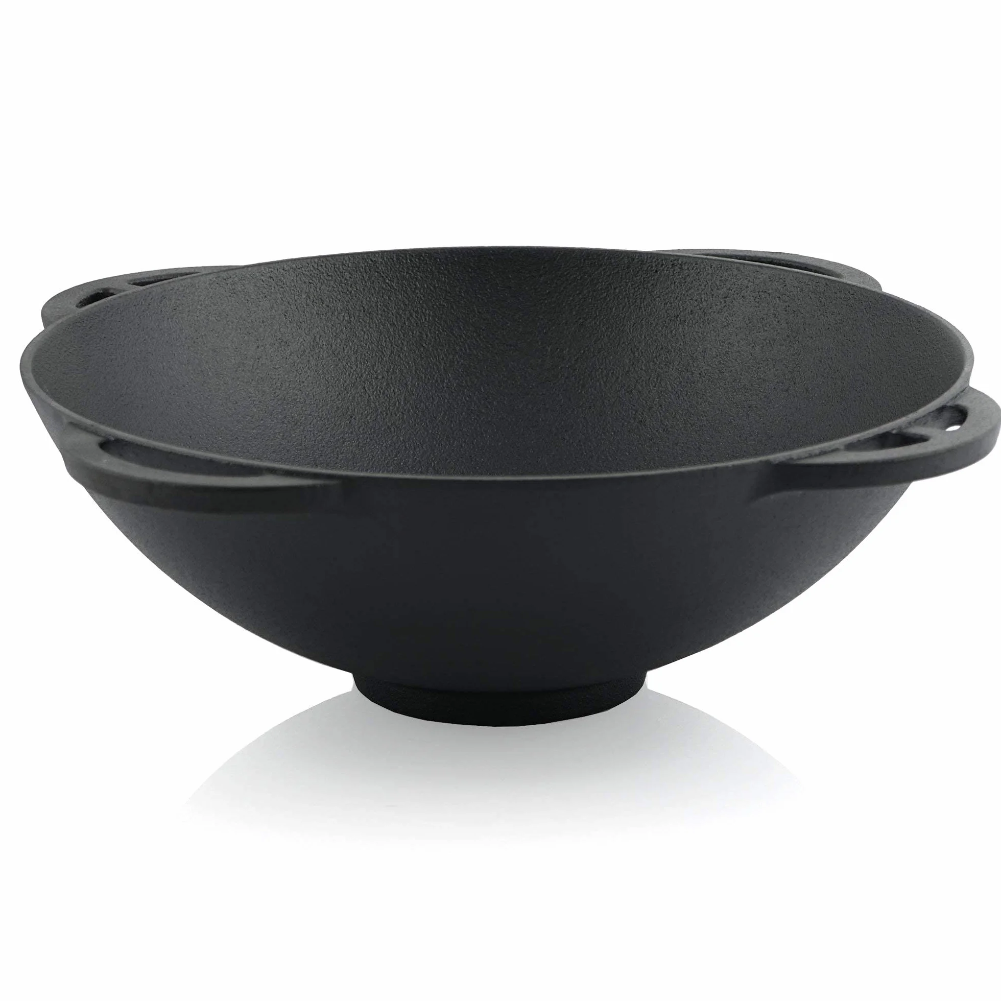 BBQ-Toro Kazan | Cocotte en fonte avec couvercle | Casserole traditionnelle en fonte | Avec fond aplati | Wok noir (12,1 litres)