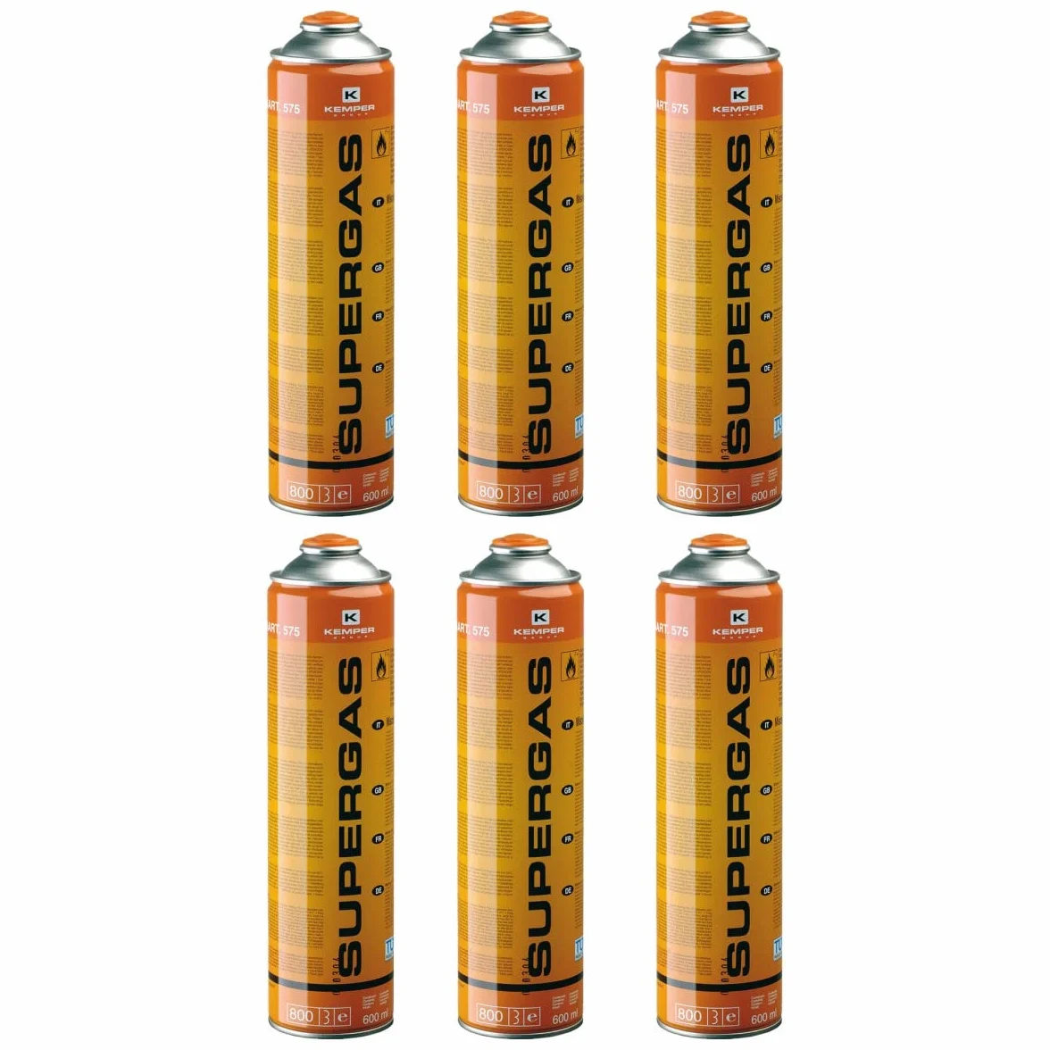 KEMPER - Cartouches gaz 330g Pack de 6 Bouteilles Butane propane 600ml Bonbonne gaz universelle valve 7/16