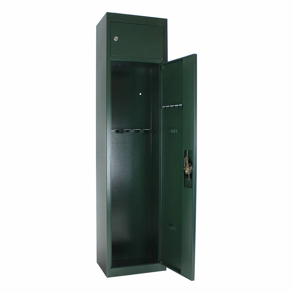 Profirst Hunter 5 Armoire à fusils Armoire à munitions Vert Serrure à cylindre lxh 37x150cm Compartiment intérieur Support pour bâton de nettoyage Support pour armes max. 5 armes longues