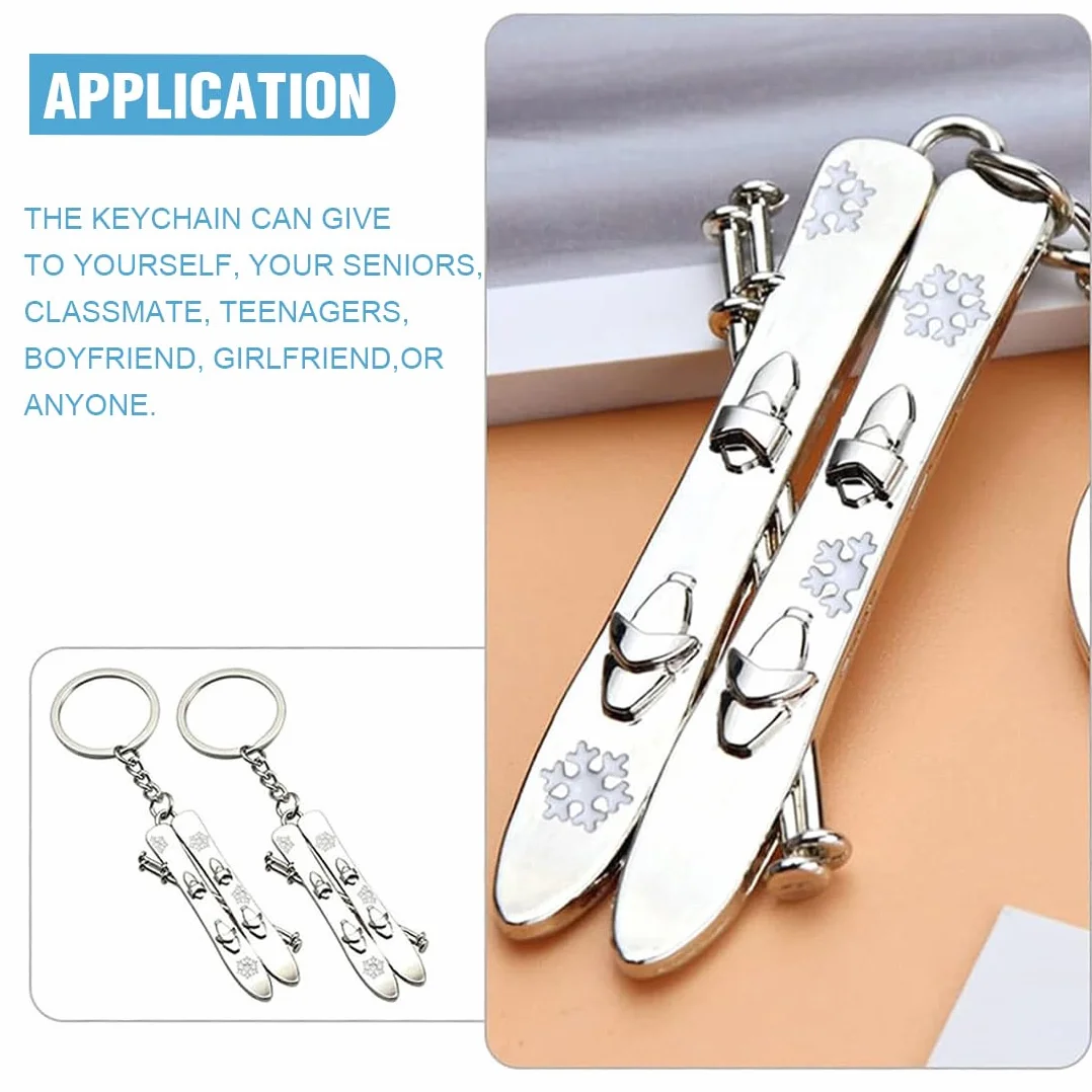 Porte-clés sport d'hiver 2 pièces porte-clés de ski, décoration de bijoux créatif, souvenir pour les sports d'hiver, cadeau pour les amoureux du ski