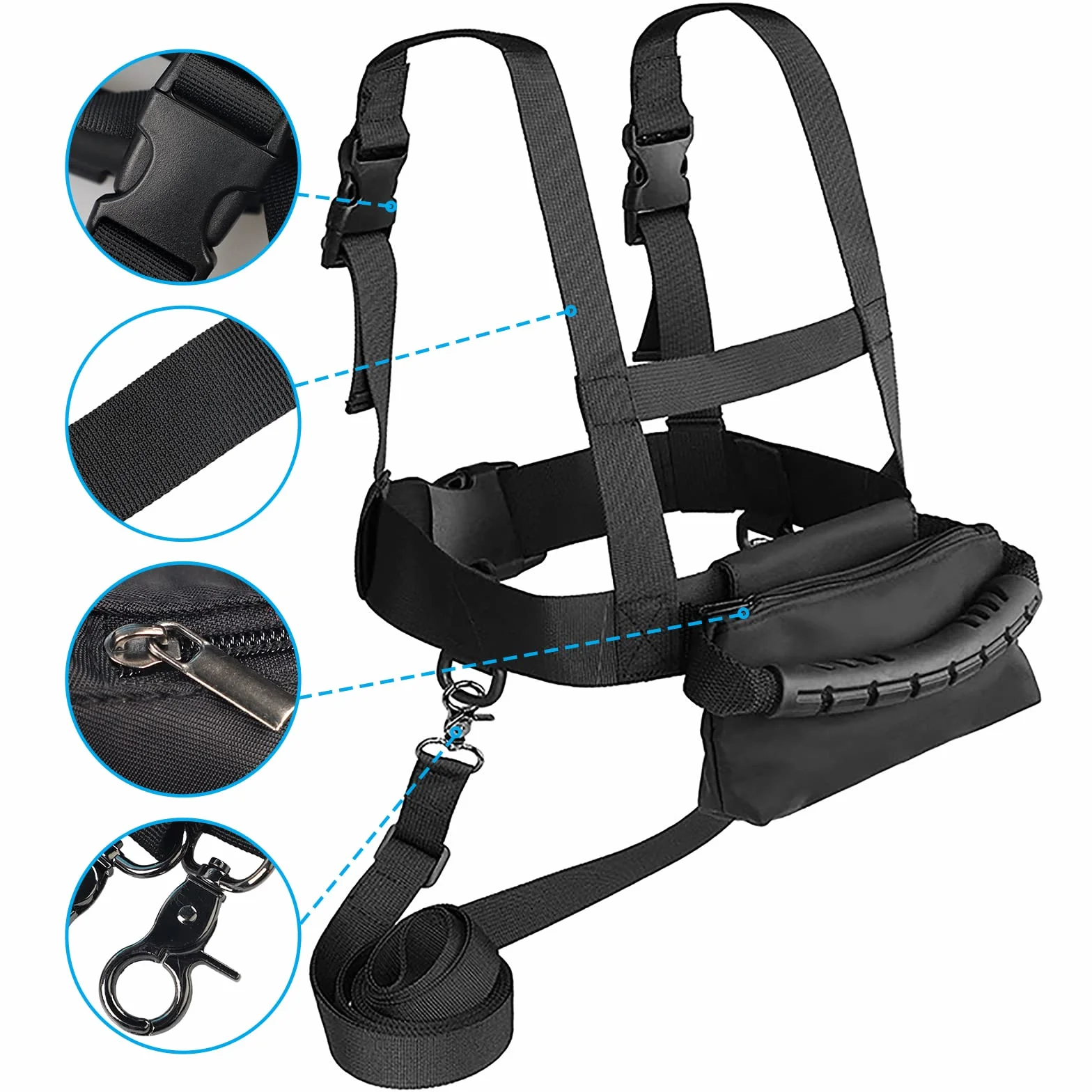 YJZQ Harnais de Fixation Harnais d'entraînement de Ski Harnais et Laisse réglables avec Pochette pour Enfant Sport Alpin Parent et Enfant Bande de Sécurité Anti Chute pour Patinage Snowboard