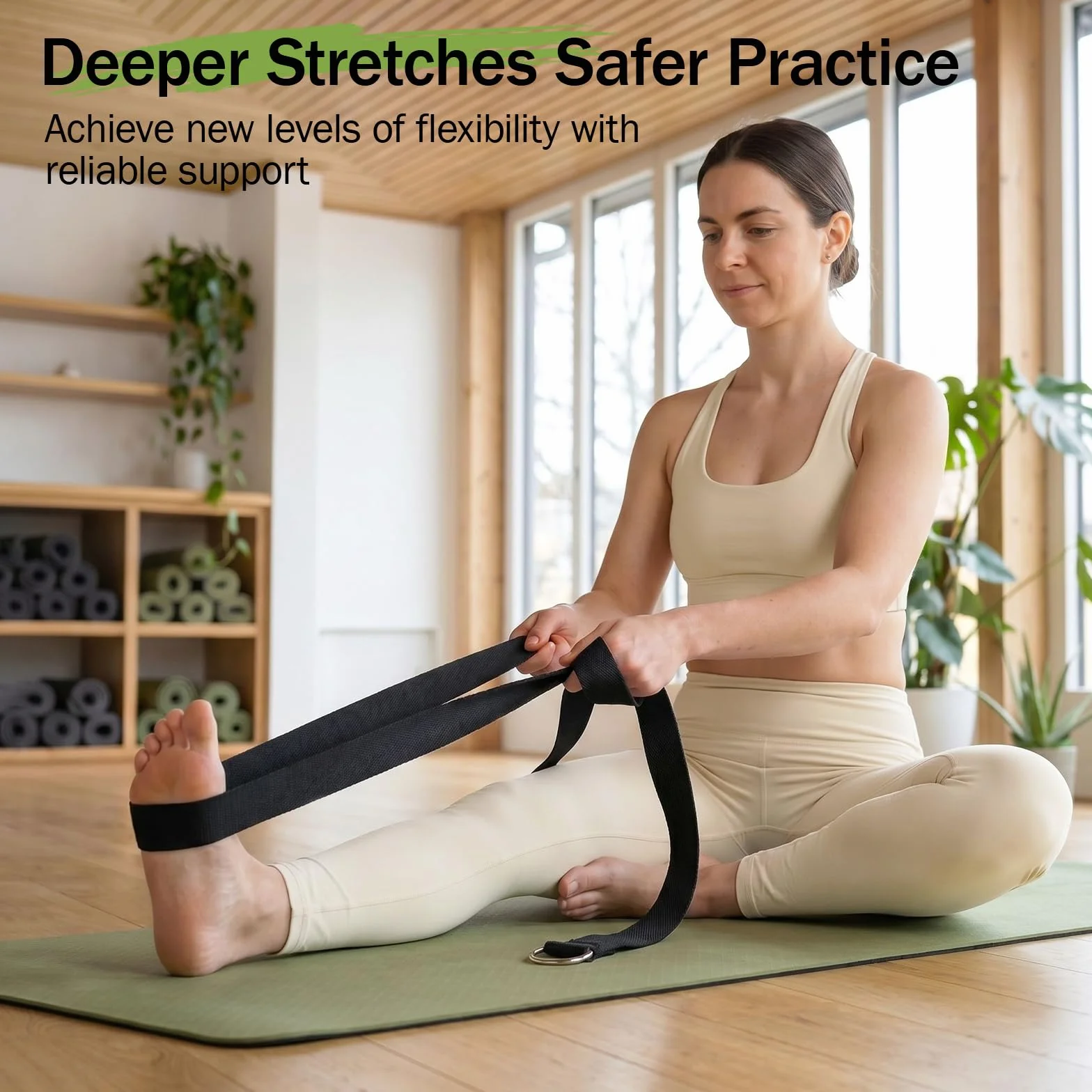 Slim Panda Sangle Yoga 180/250 cm pour Meilleurs Étirements, Ceinture Yoga avec Fermeture en Métal pour Les Yogis Débutants et Confirmés