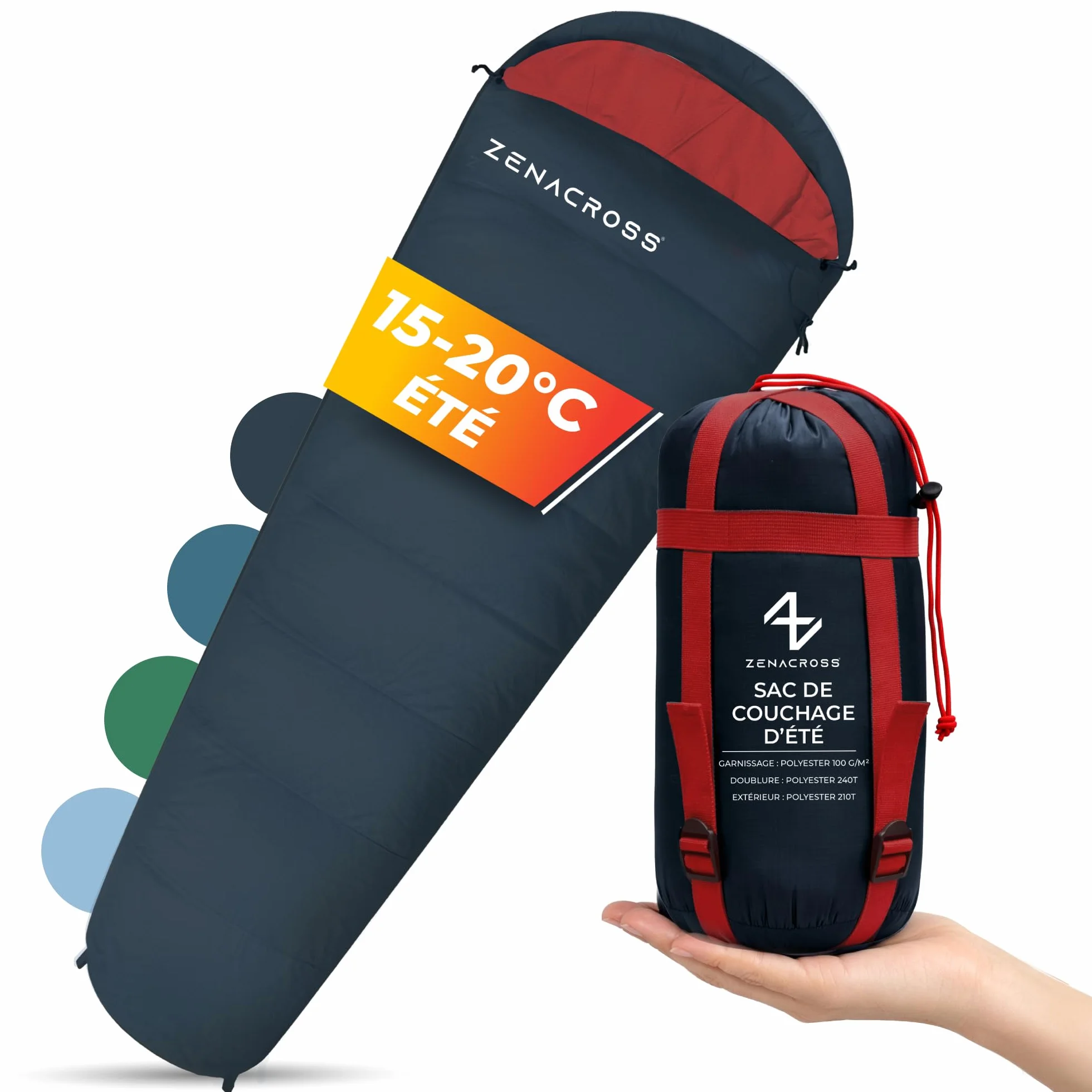 Sac de Couchage Adulte Ete - Duvet 1 Personne Compact & Ultra Léger (900g) - Sacs de Couchage de Camping et Randonnée, Festivals