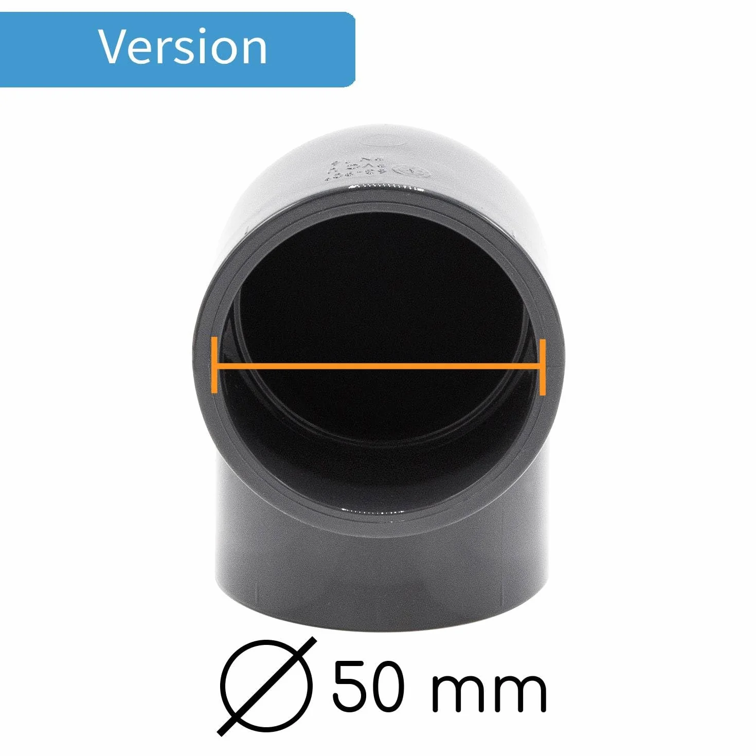 Coude PVC 90° à coller double manchon 50 mm (1 1/2") PVC-U PN16 raccord piscine plomberie irrigation