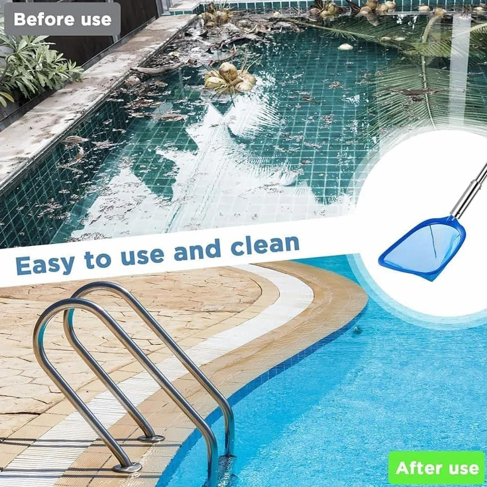 TUIBEIDAMAI Epuisette Piscine Manche Telescopique Maille Extra Fine Brosse Kit Nettoyage 187cm