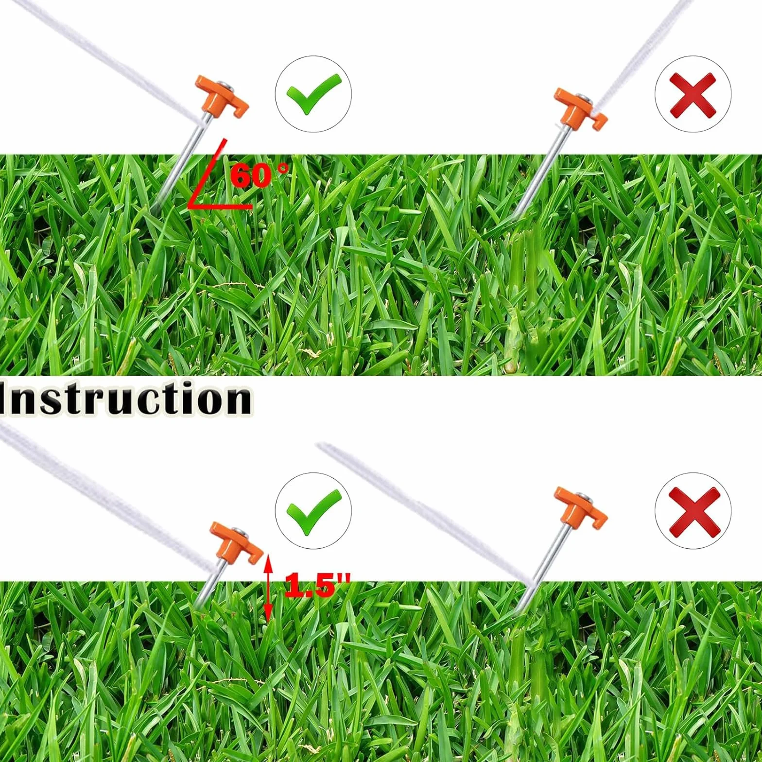 20pcs Piquets de Tente en Acier, Piquets de Tente Stables Piquets de Sol Antirouille, Piquets de Roche pour Le Camping et l'extérieur, Sardines Camping pour Surface Dure, Gazon