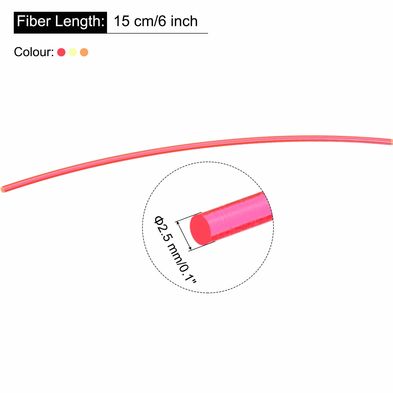 QUARKZMAN Remplacement Fibre Optique Vue Cannes, 6pcs 2.5mmx15cm PMMA pour Arcs Vues DIY Art Fluorescence Rouge Vert Orange
