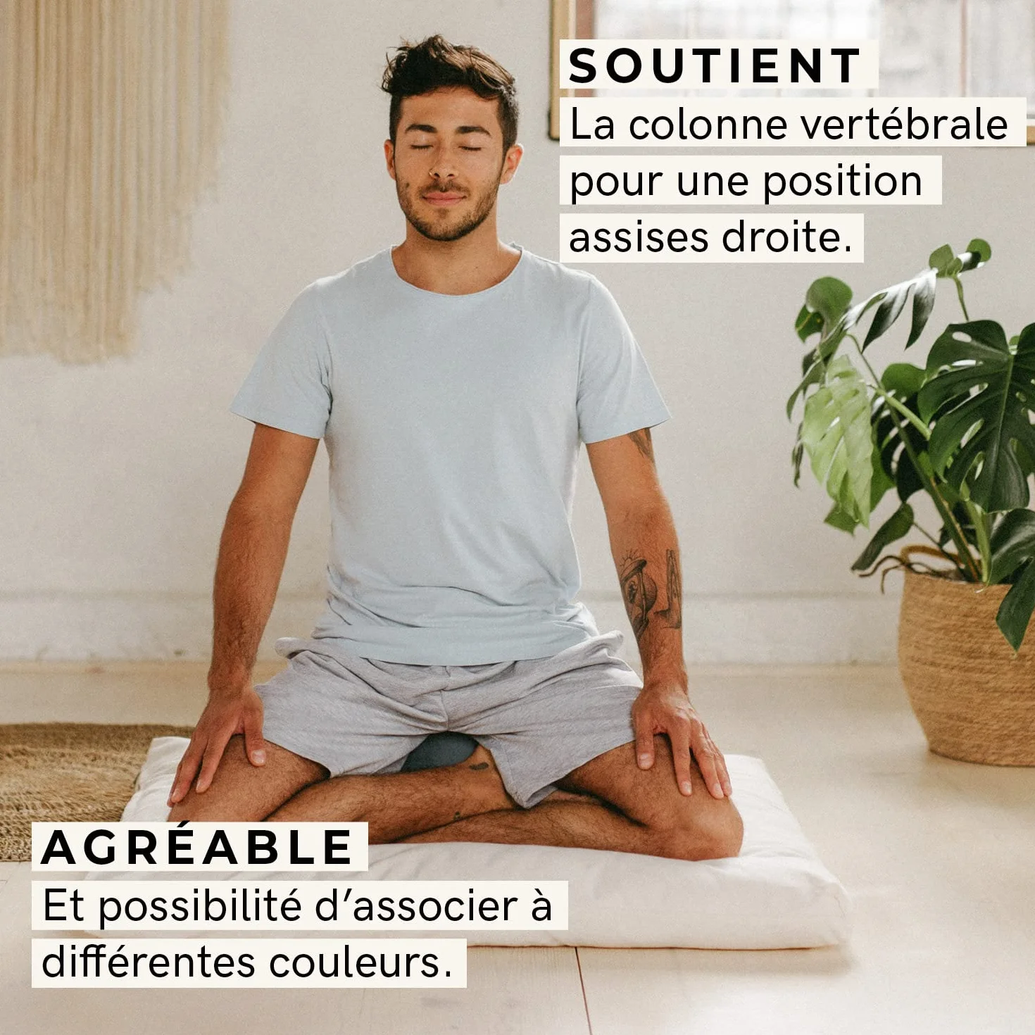 LOTUSCRAFTS Coussin de méditation, hauteur d'assise 20 cm, modèle Lotus rond, coussin de yoga, yoga bolster, housse en coton lavable, rembourrage d'épeautre, Certifié GOTS