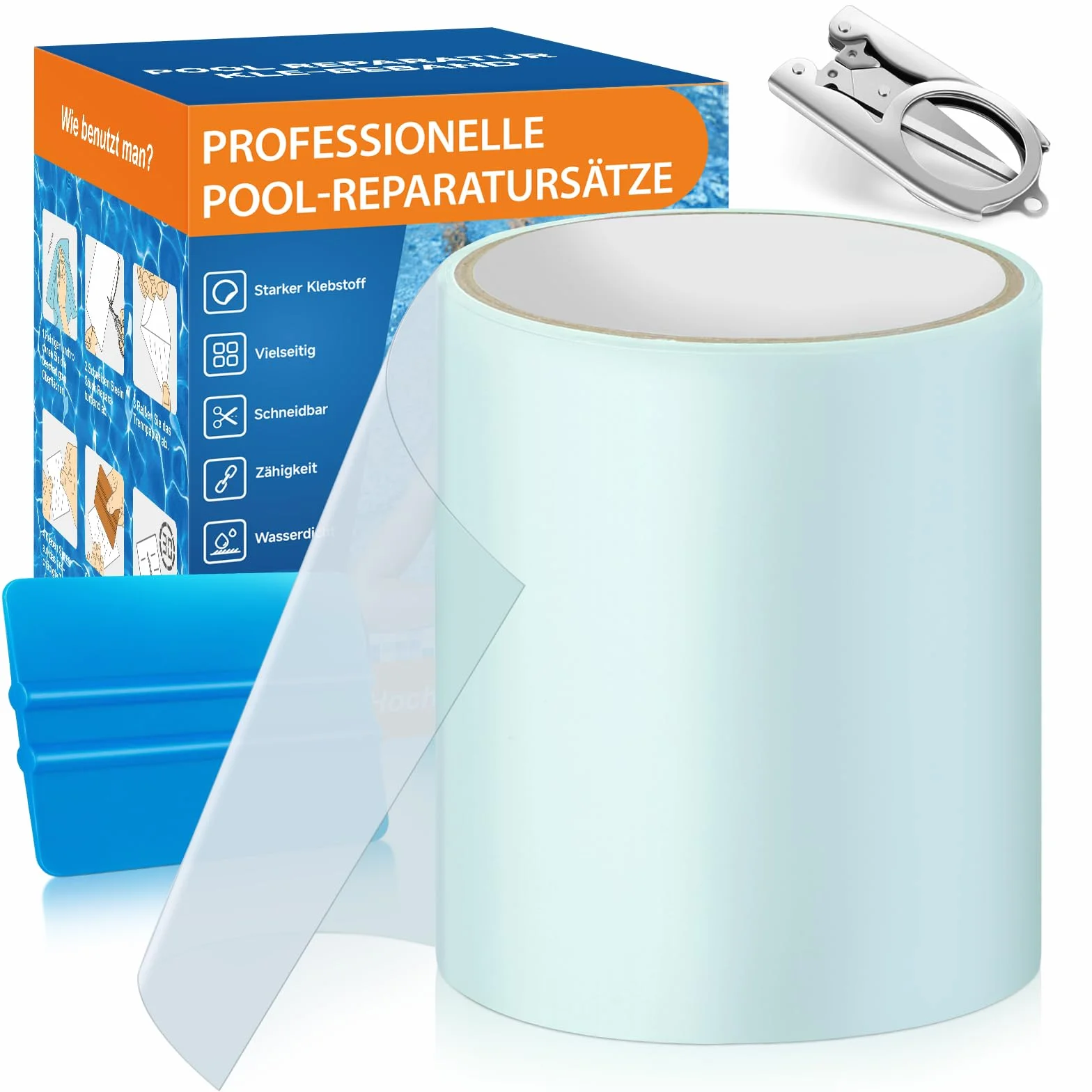 Kit Reparation SPA Gonflable, Rustine Piscine PVC Waterproof 10cm x 250cm, Ruban Adhésif Sous L'Eau